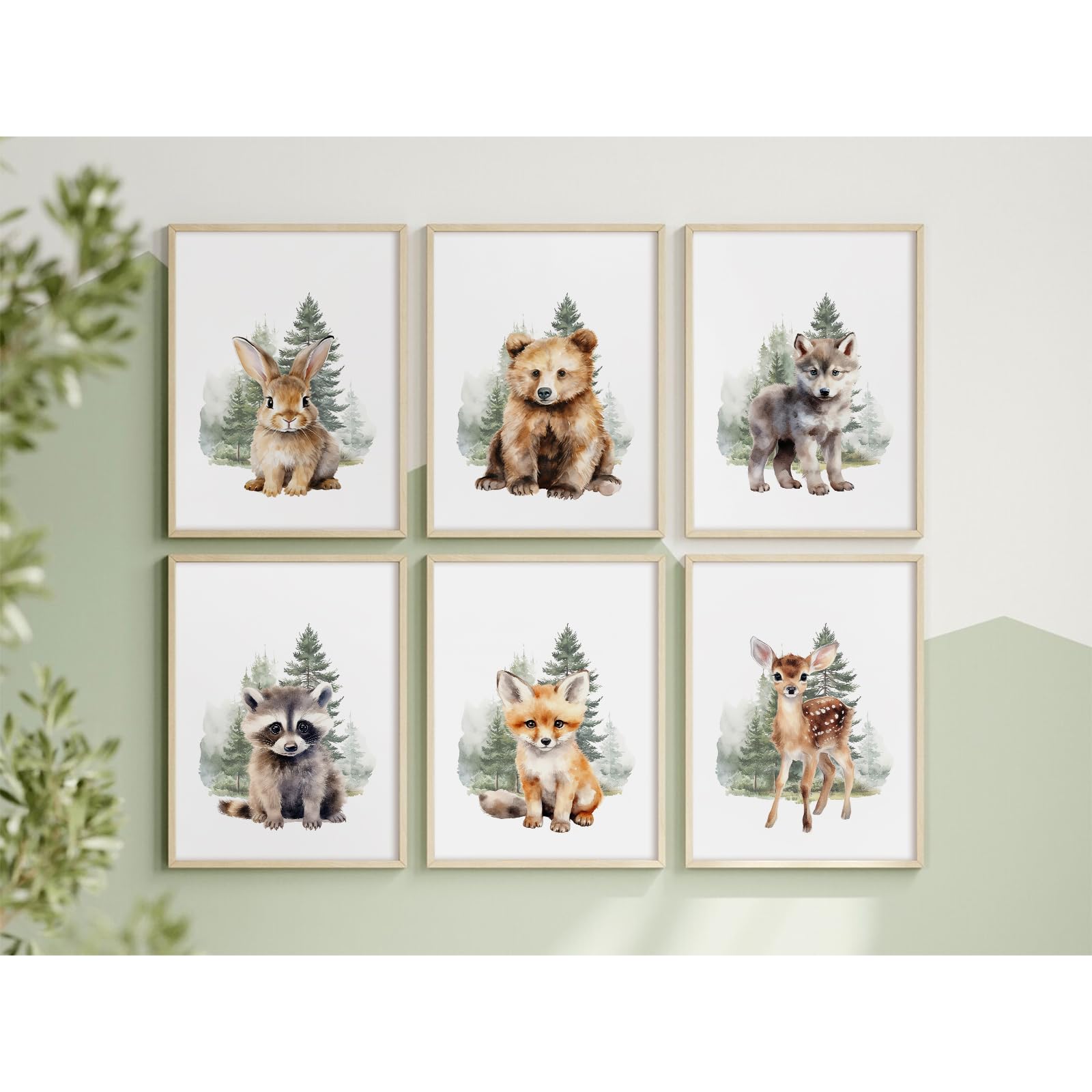 Woodland Animal Nursery Wall Art Decor Set Of 6 Baby Boys Room Wall Art Forest Animal Canvas Wall Decor Kids Art Prints Watercol