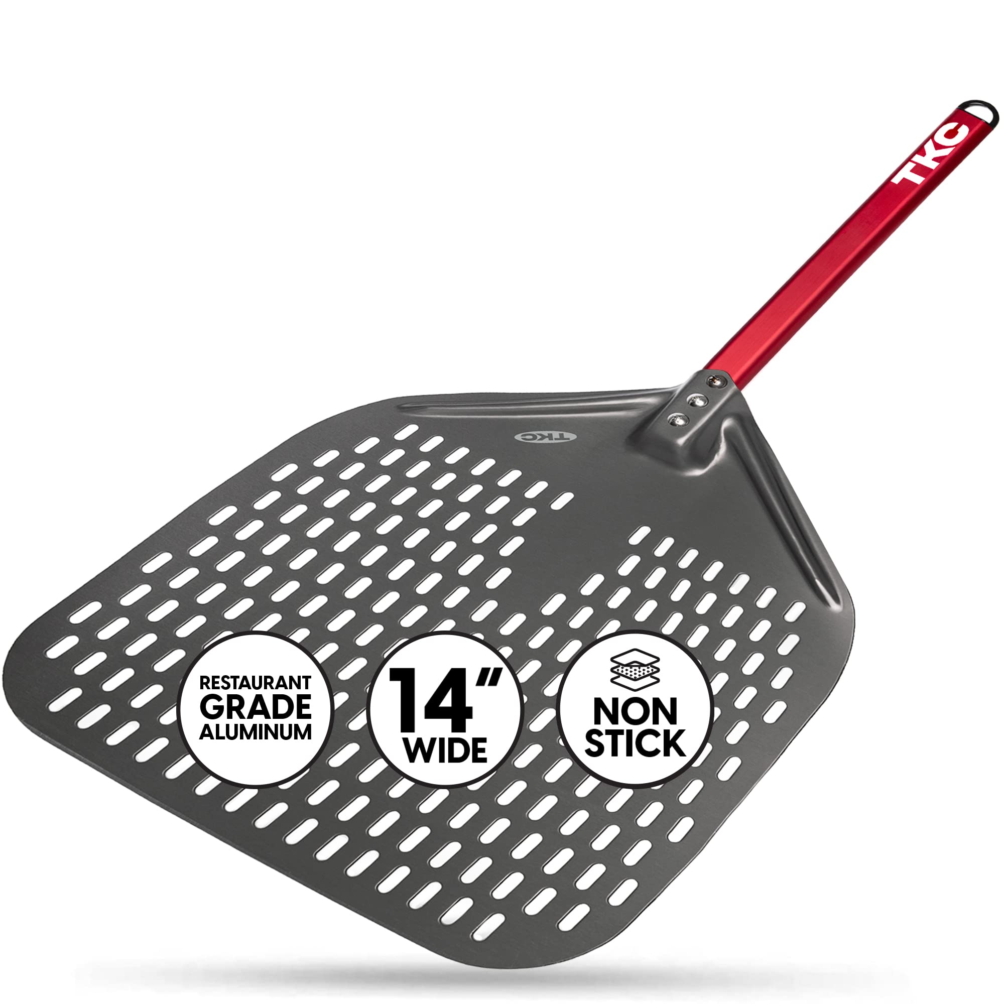 Tkc Perforated Pizza Peel Bundle With 14 Inch Xl Peel And 8'' Inch Pizza Turning Peel - Commercial Grade Pizza Spatula - Fits Al