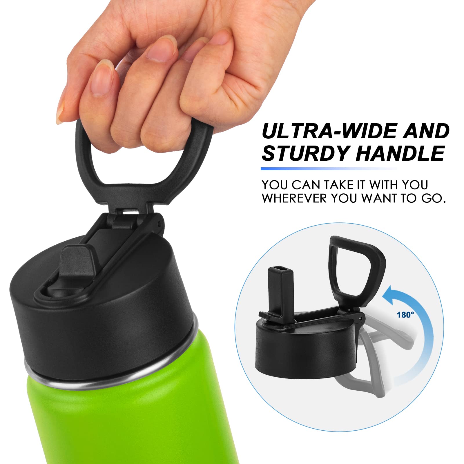 Koodee Water Bottle 16 Oz Stainless Steel Double Wall Vacuum Insulated Water Bottle For Kids School -Wide Mouth Sports Metal Wat