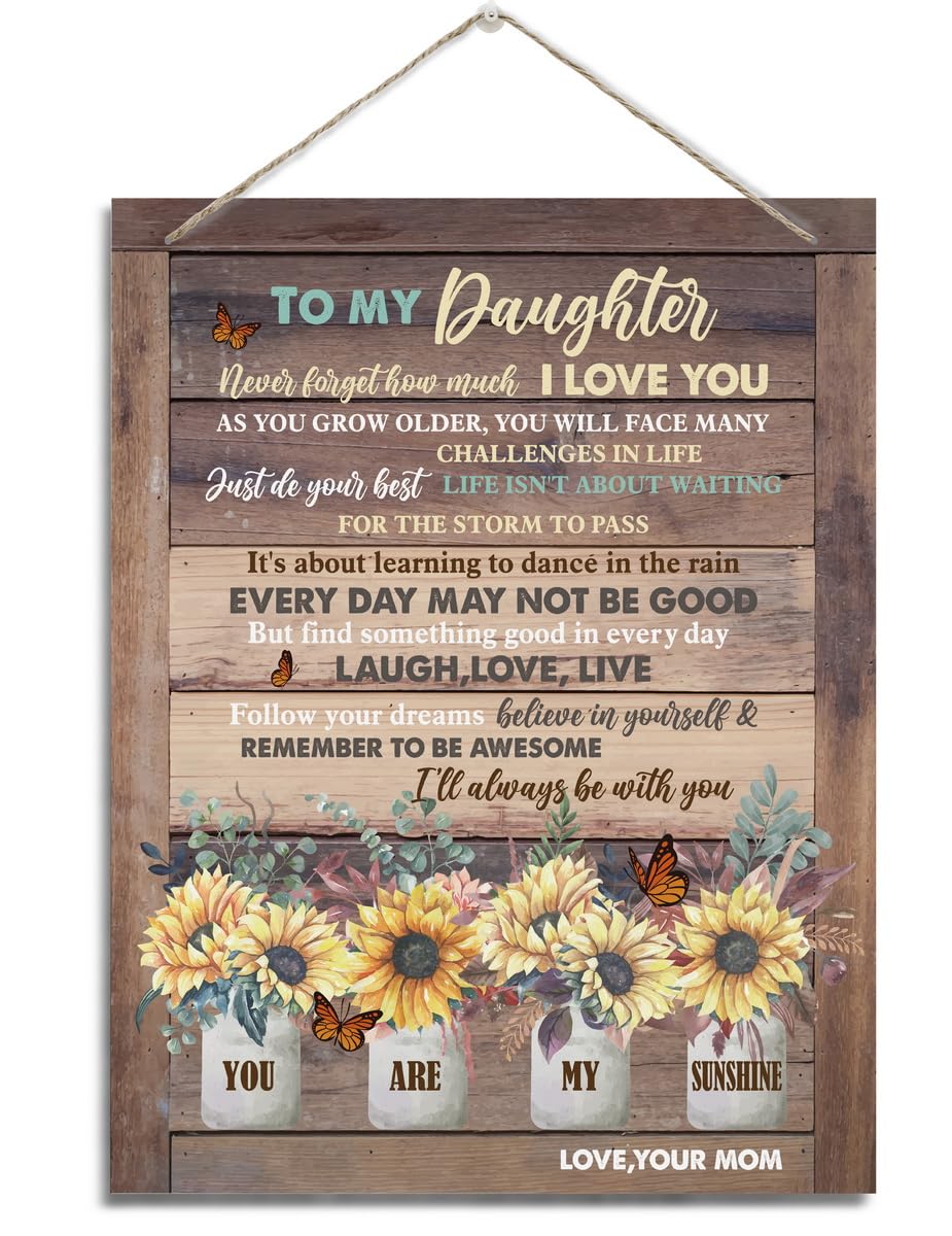 BQL You Are My Sunshine Wall Art, Decorative Sign, 8X10 inches, MDF Wood, Rustic Style, Floral Theme, Perfect for Daughter Gifts