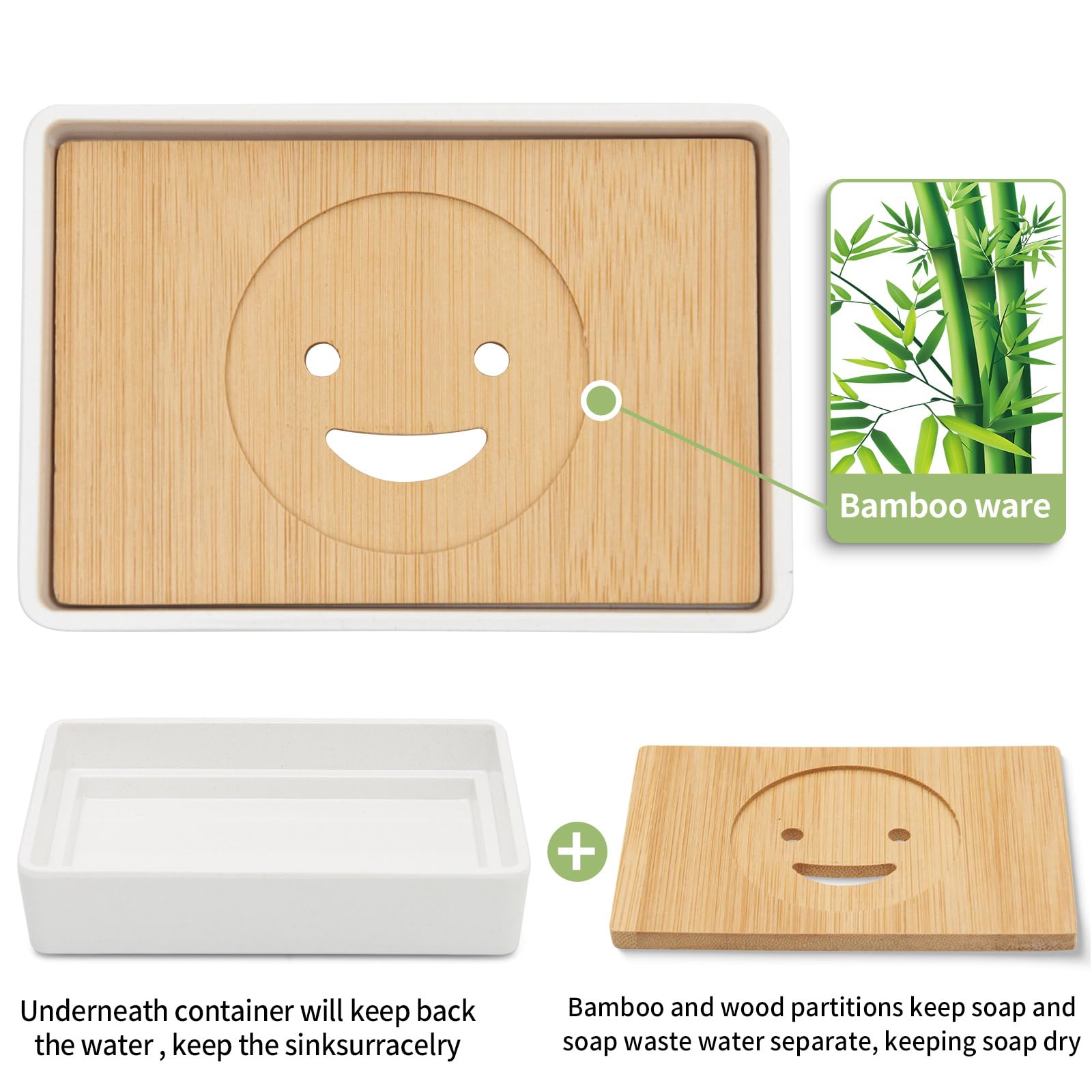 Bamboo Soap Dishes For Shower Wooden Soap Bar Holder For Bathroom Soap Tray Easy To Clean, Durable And With Non-Slip Pads(Single