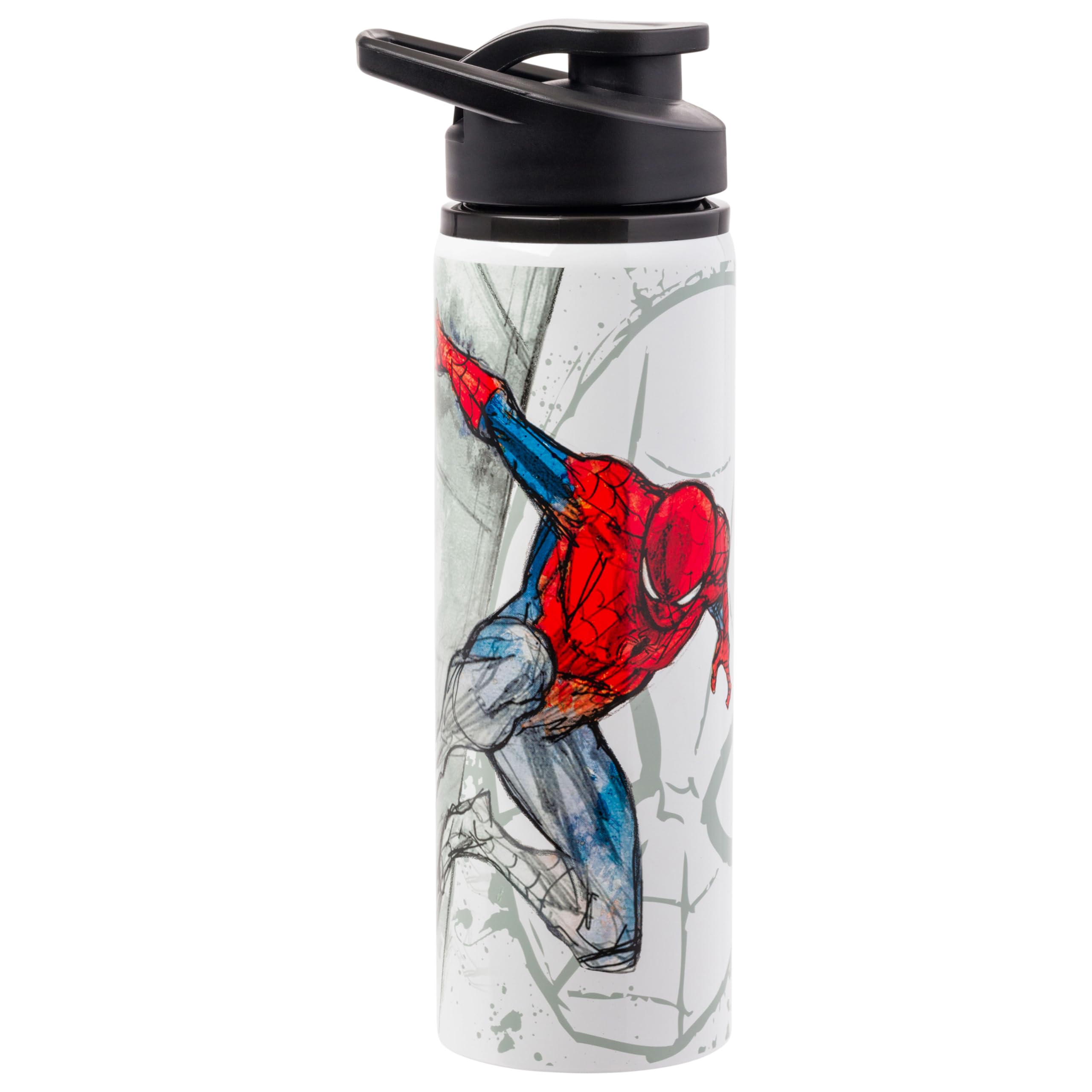Silver Buffalo Marvel SpiderMan, Stainless Steel Water Bottle, 25oz