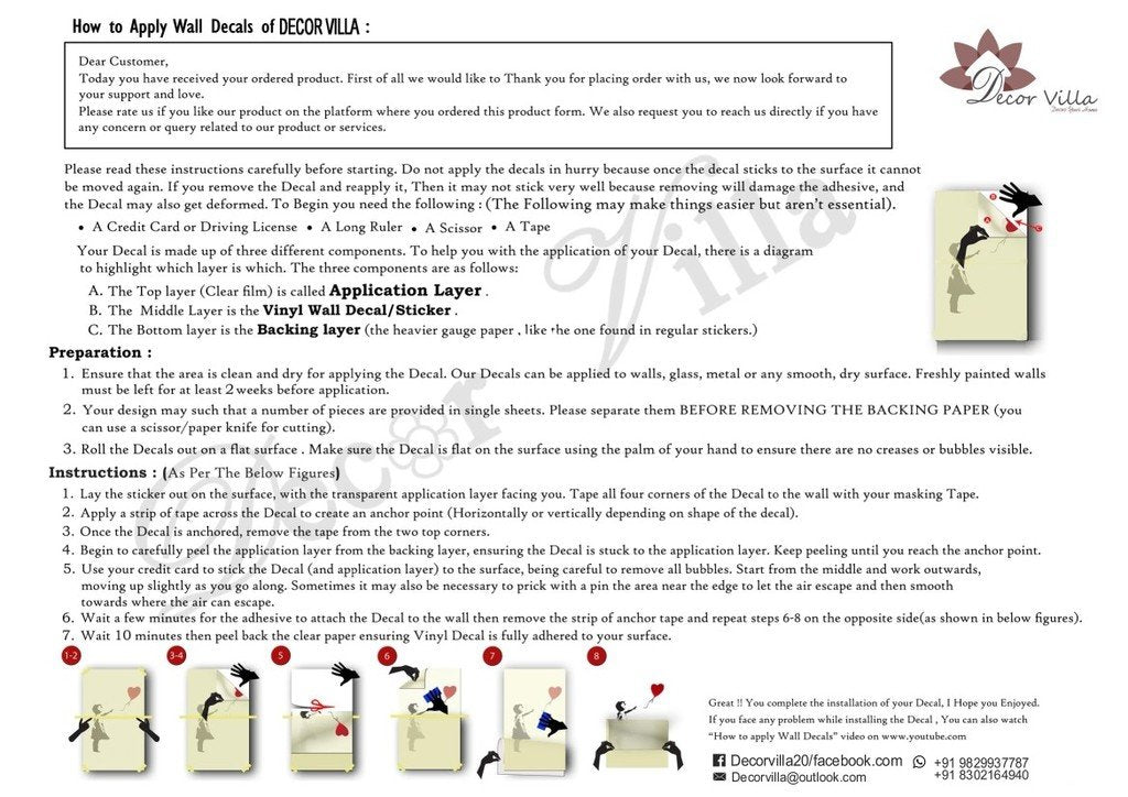 Decor Villa Long Flowers Fridge Sticker & Wall Sticker (PVC Vinyl,Size- 30 cm x 76 cm)