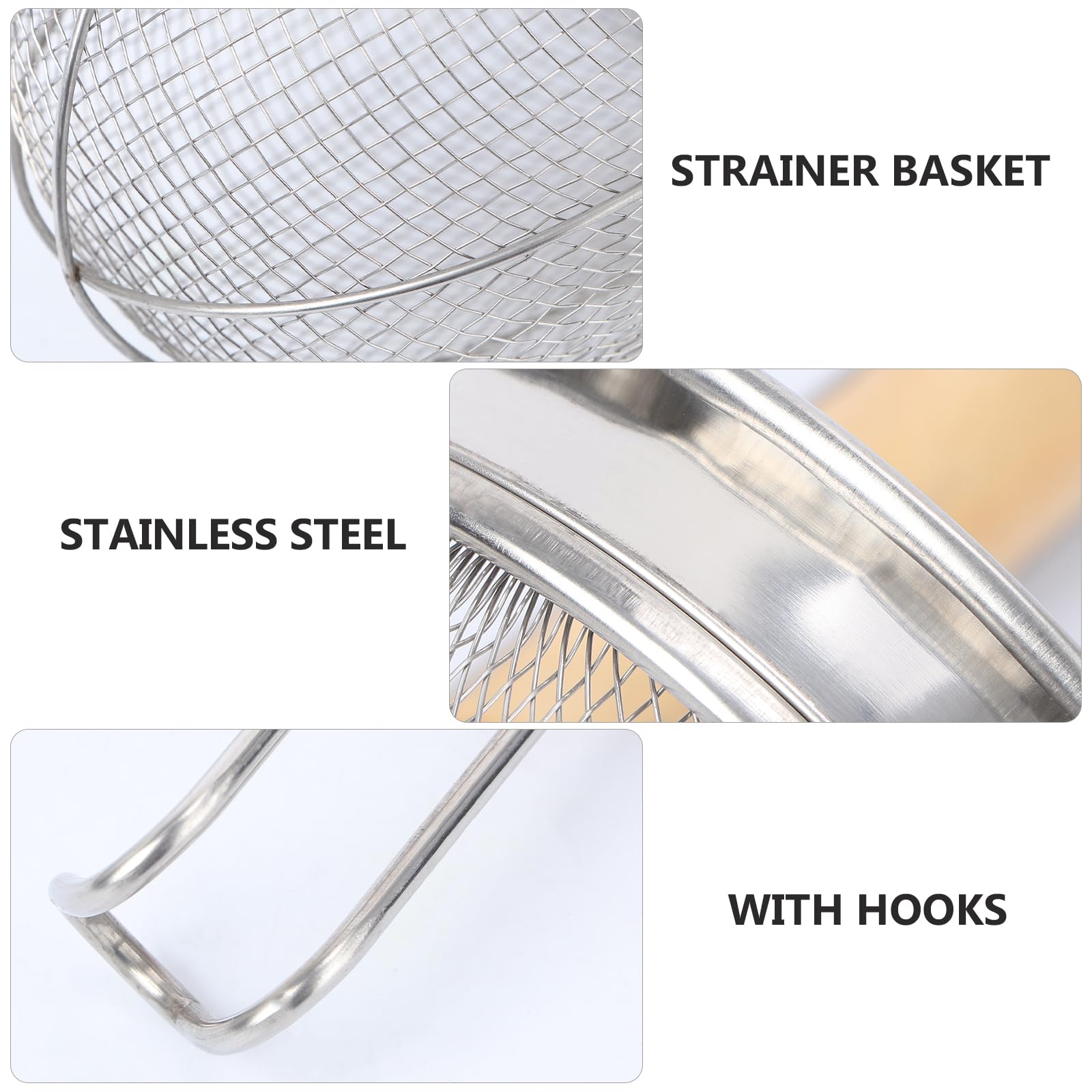 Hemoton Kitchen Stainless Steel Fine Wire Mesh Sieve Noodle Strainer Basket Cooking Filter Spoon Ladle For Pasta Ramen Deep Frie