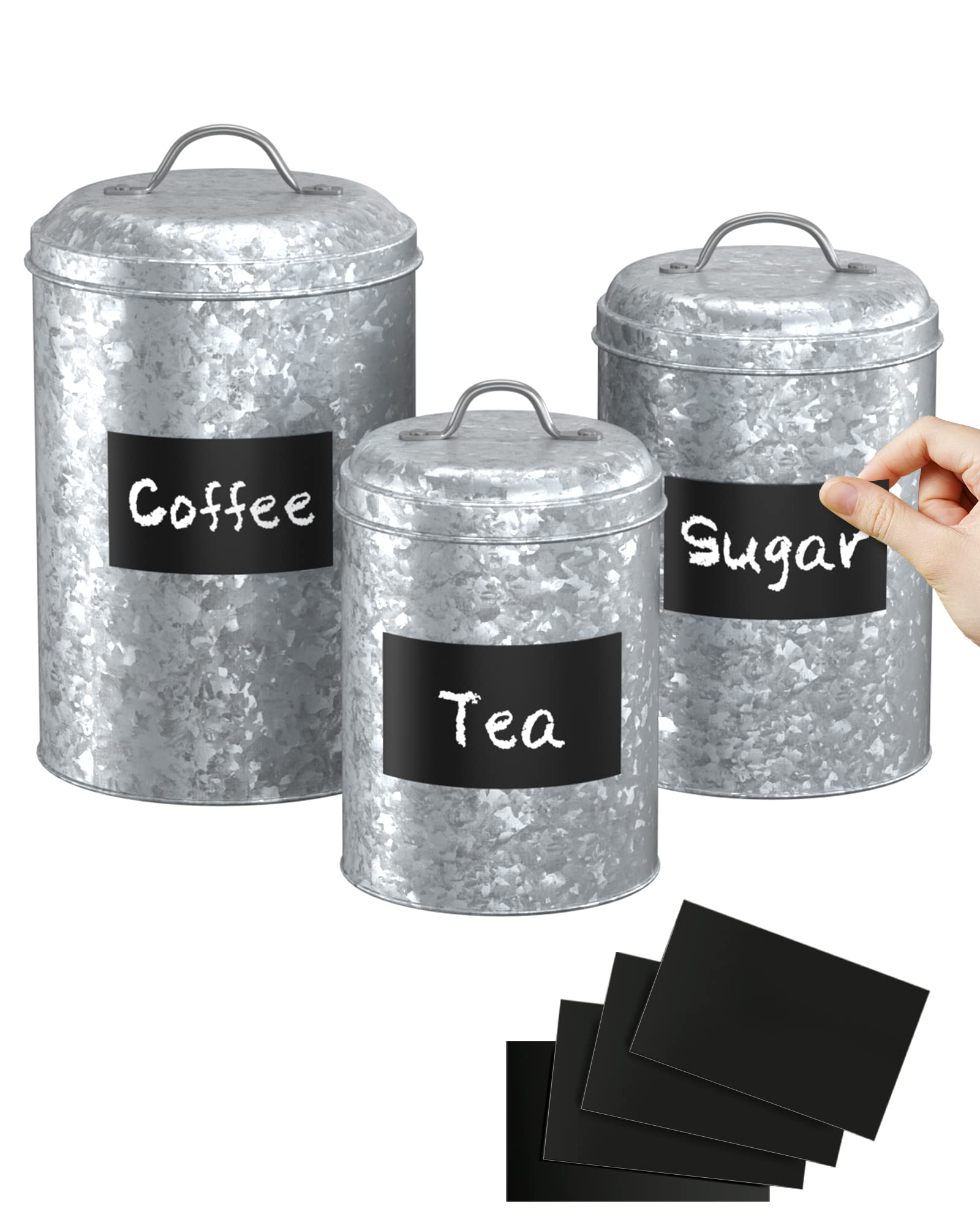 Lf Likefair Farmhouse Kitchen Canisters Set Of 3,Food Storage Containers For Home Kitchen, Tea, Herbs, Sugar, Salt, Coffee, Flou