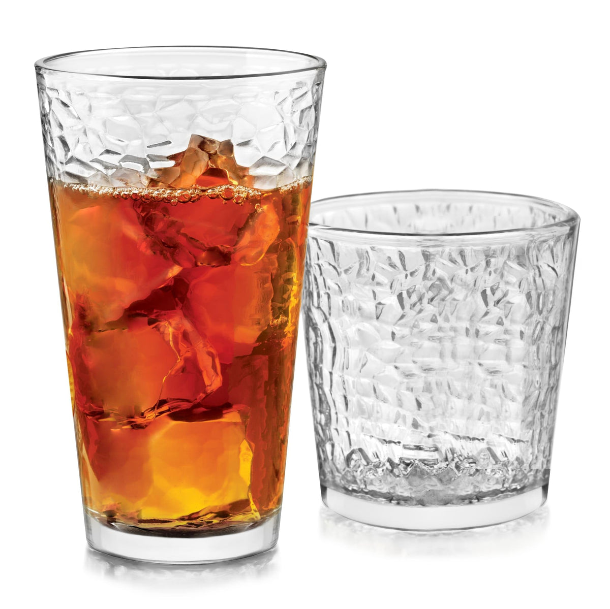 Libbey Yucatan Tumbler And Rock Glasses Drinking Set, Textured Drinking Glasses Set Of 16, All Purpose Glass Cups Set For Events
