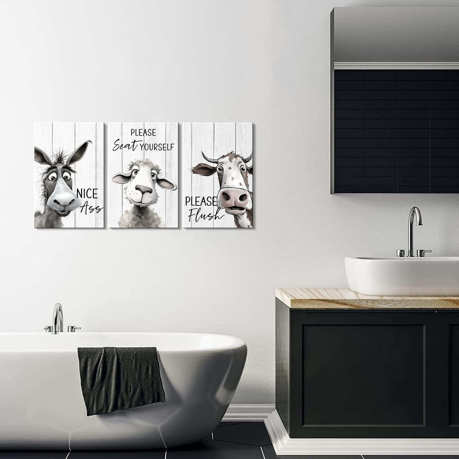 Mistyefly 3 Pieces Bathroom Wall Decor Funny Bathroom Wall Art Funny Bathroom Wall Decor Funny Bathroom Sign Bathroom Quotes Wal