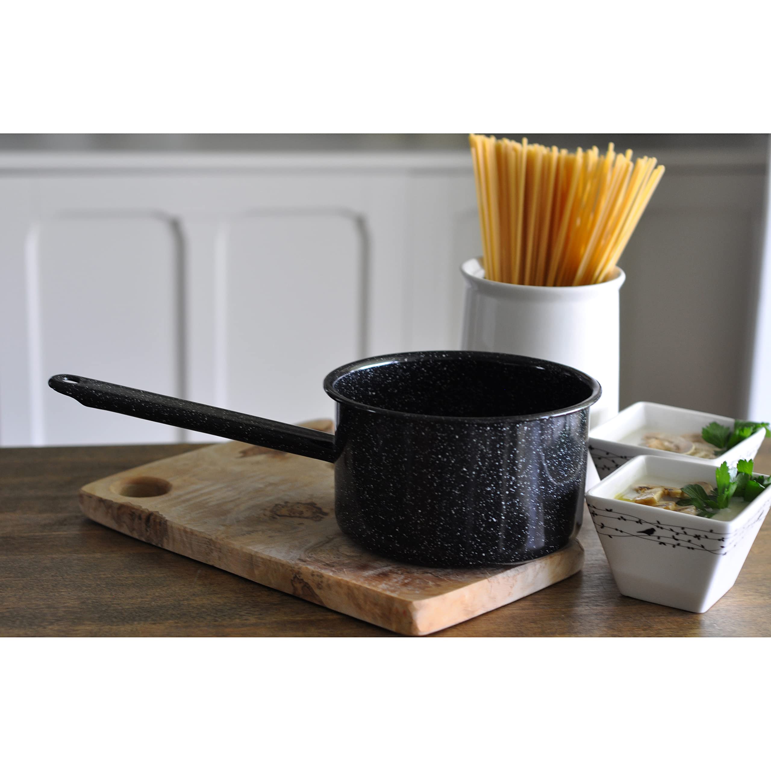 Mirro Enamel Sauce Pan, 2 Qt, Black