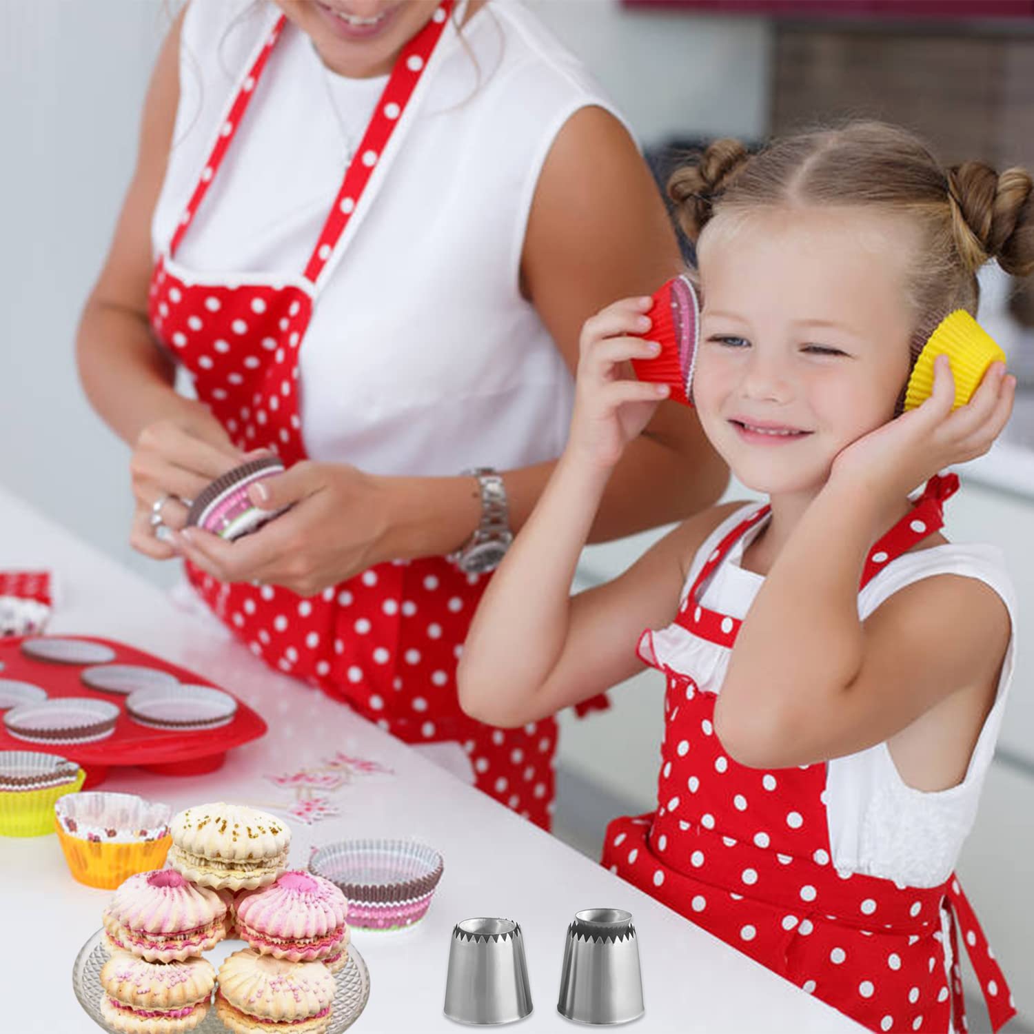 Suuker Large Piping Tips Set,Sultan Ring Baking Mold Icing Nozzle Stainless Steel Icing Piping Nozzles Cake Decorating Supplies