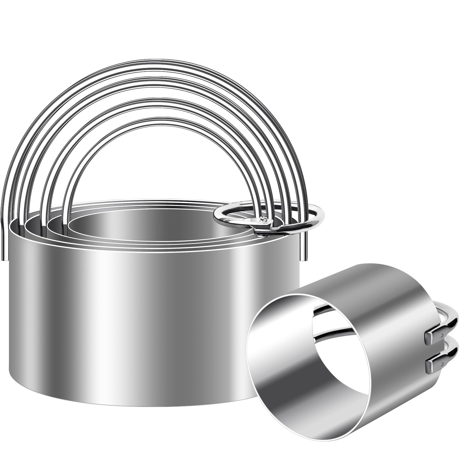 ALLTOP 5 Pieces Circle Biscuit Cutter Professional Stainless Steel Round Cookie Cutters Tool with Ring Handle for Baking Pastry Doughnut