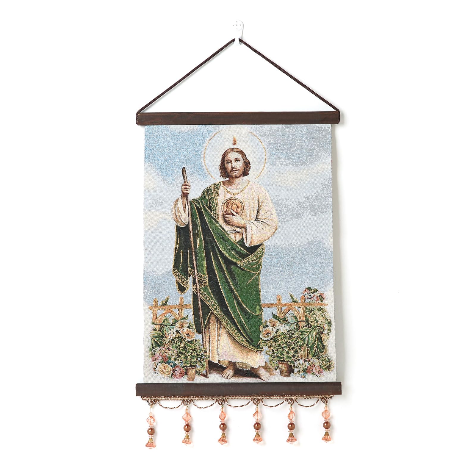 Hzman Saint Jude Painting Retro Handmade Weave Wall Art Decor Holy Thaddaeus Christ Aesthetic Picture For Living Room Bedroom Wo