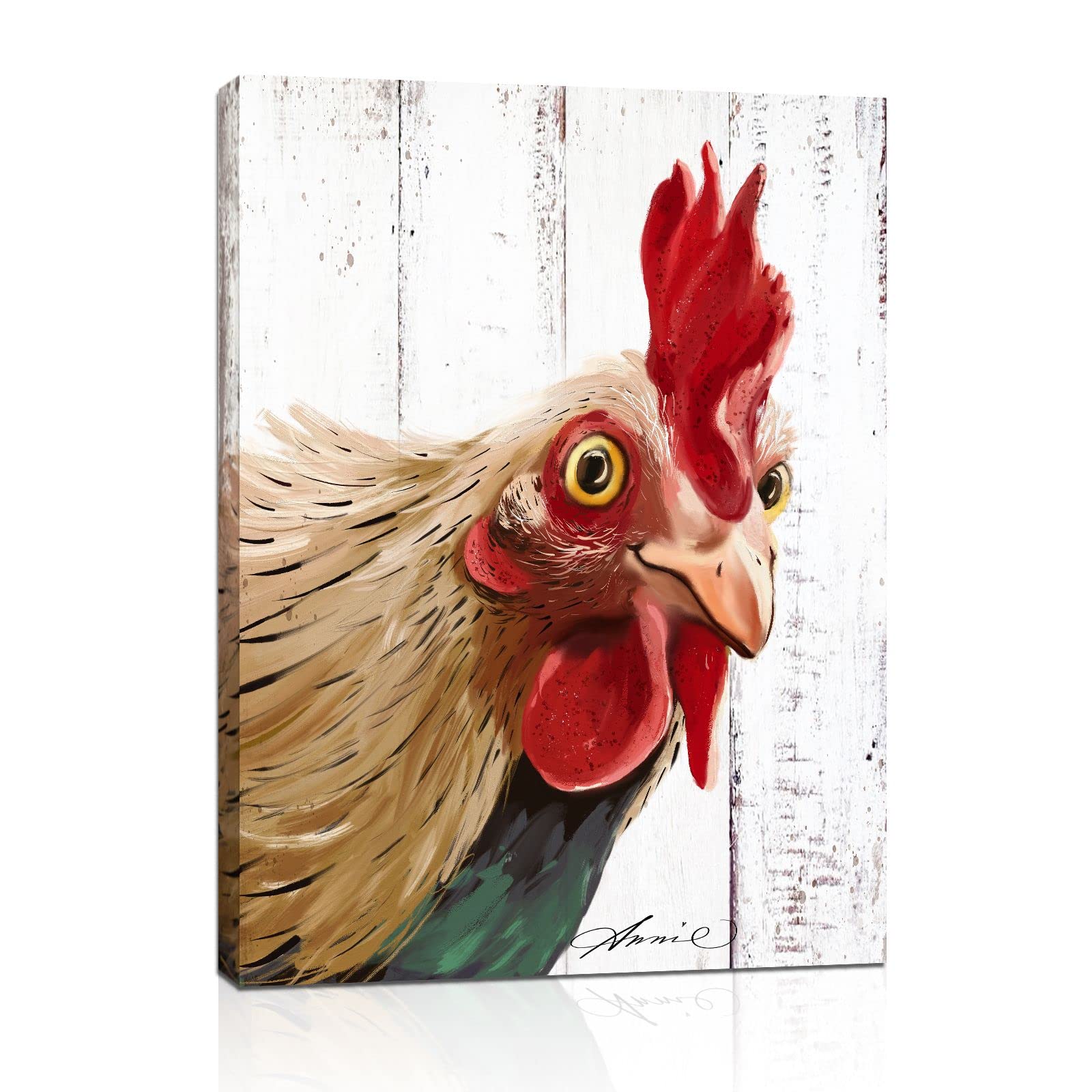 Rooster Kitchen Decor Wall Art - Abstract Farmhouse Chicken Canvas Painting Picture Prints Artwork For Home Kitchen Decor