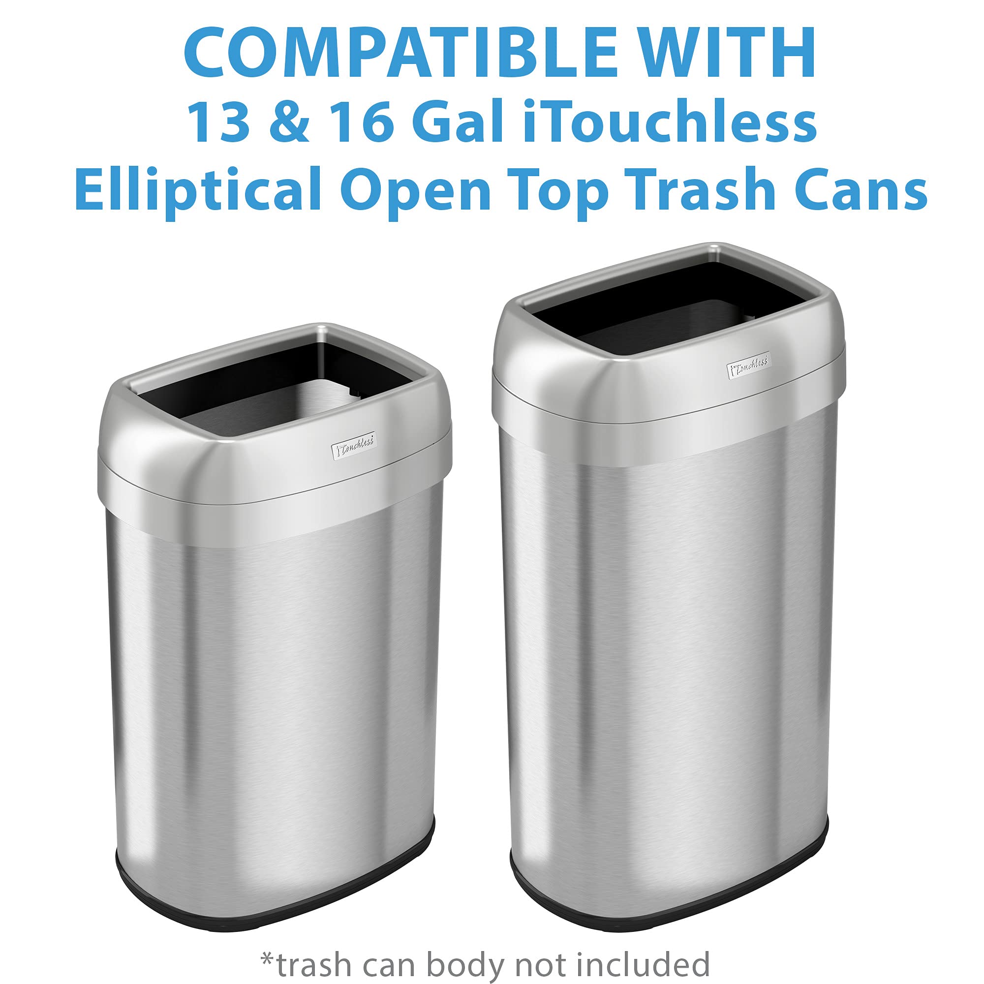 Itouchless Trash Can Lid Elliptical Open Top Models Ol13Stv And Ol16Stv Fits 13 And 16 Gallon Garbage Bins