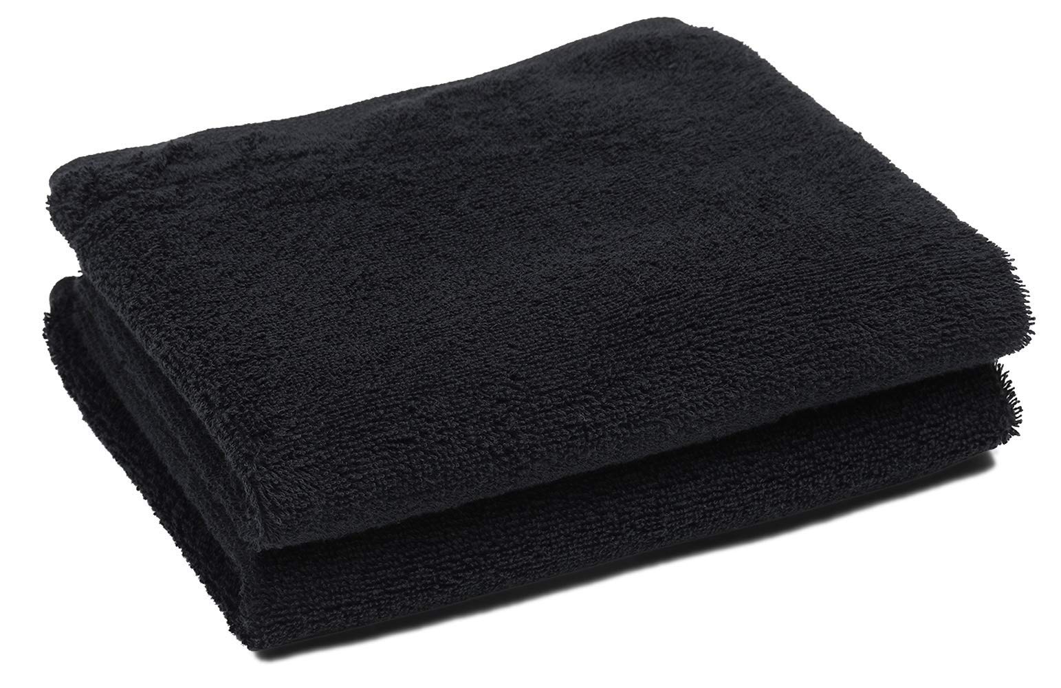 PERFEHAIR Black Salon Towels (2-Pack, 16 X 27 Inches)-Barber Hand Cotton Towel for Gym, Bath, Spa, Shaving, Shampoo