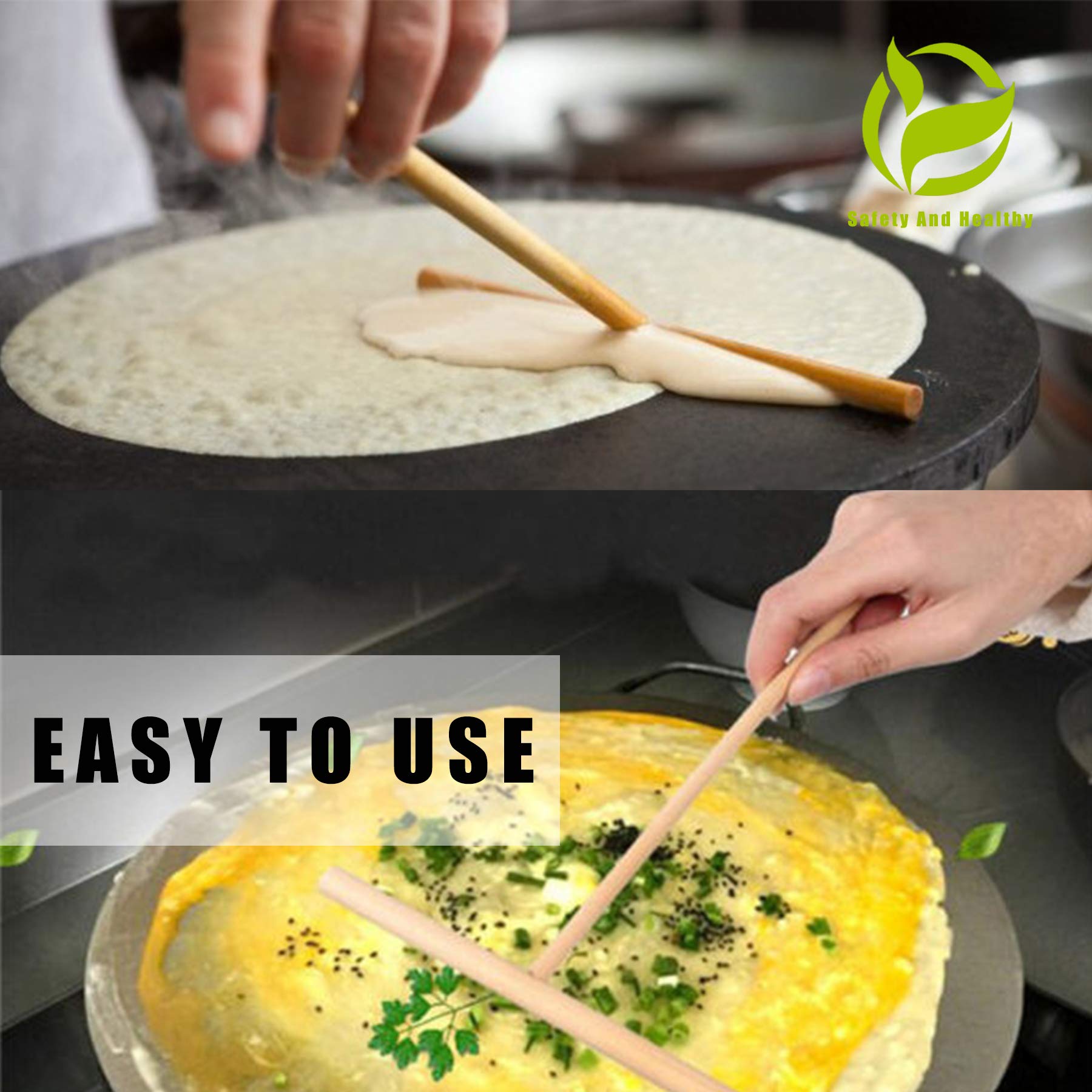 Prowithlin 4 Piece Crepe Spreader And Spatula Set, Crepes Maker Made Of 100% Natural Beech Wood, 12'' Crepe Spatula And 4.7'' Cr