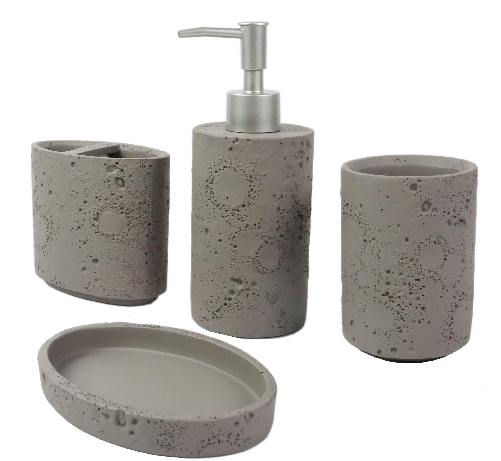 Hymmah Meteorites Bathroom Accessories Set,Farmhouse Bathroom Decor,4 Pcs Resin Gift Set Apartment Necessities, Contain Cotton S