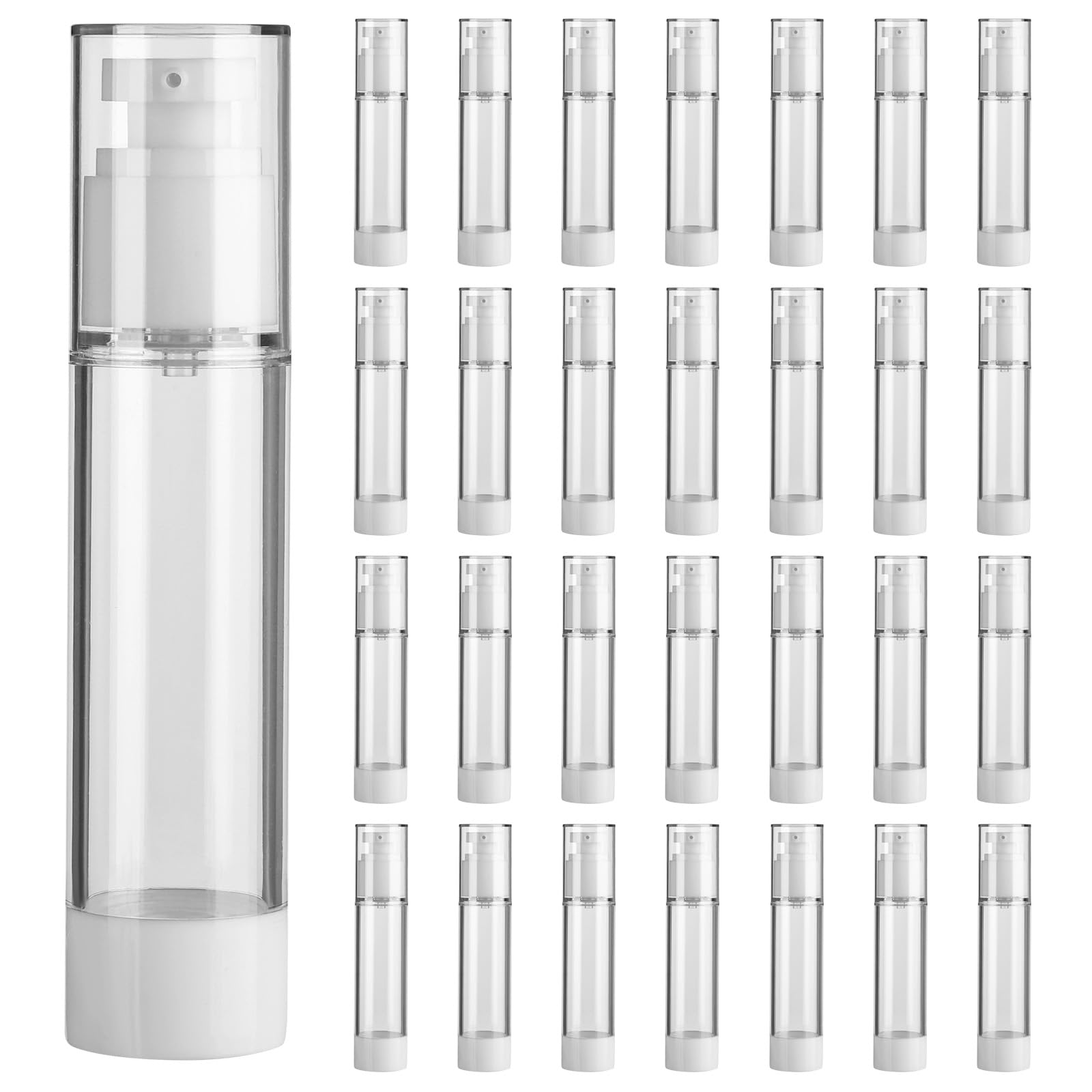 28 Pack Airless Pump Bottles 1.7 oz Travel Size Pump Bottle Lotion Container Refillable Cosmetic Pump Dispensers for Foundation 