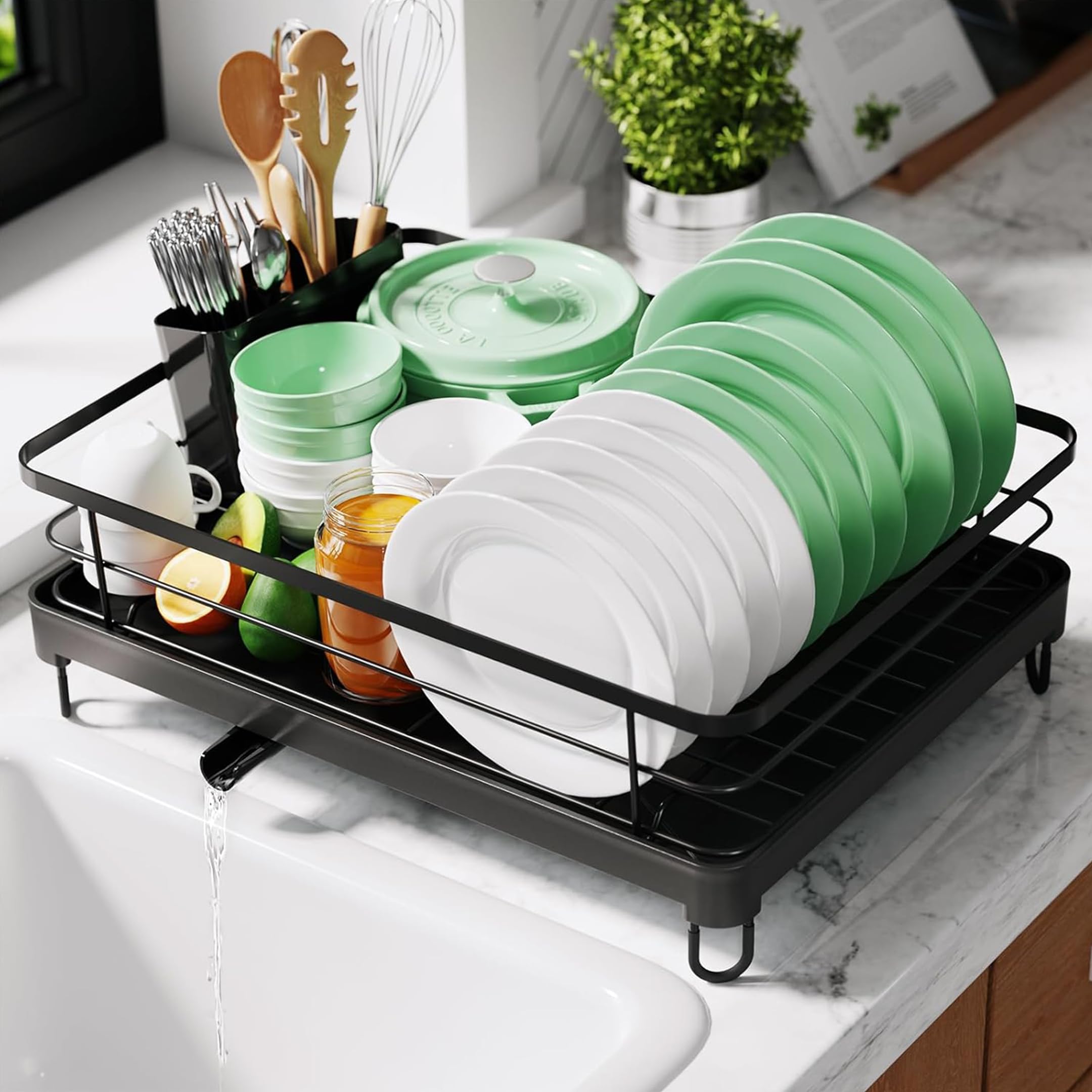 TexRo Utensils Drying Rack|Dish Drying Rack With Drainer Tray|Bartan Stand Steel|Kitchen Drying Racks|Utensils Stand & Dish Dra