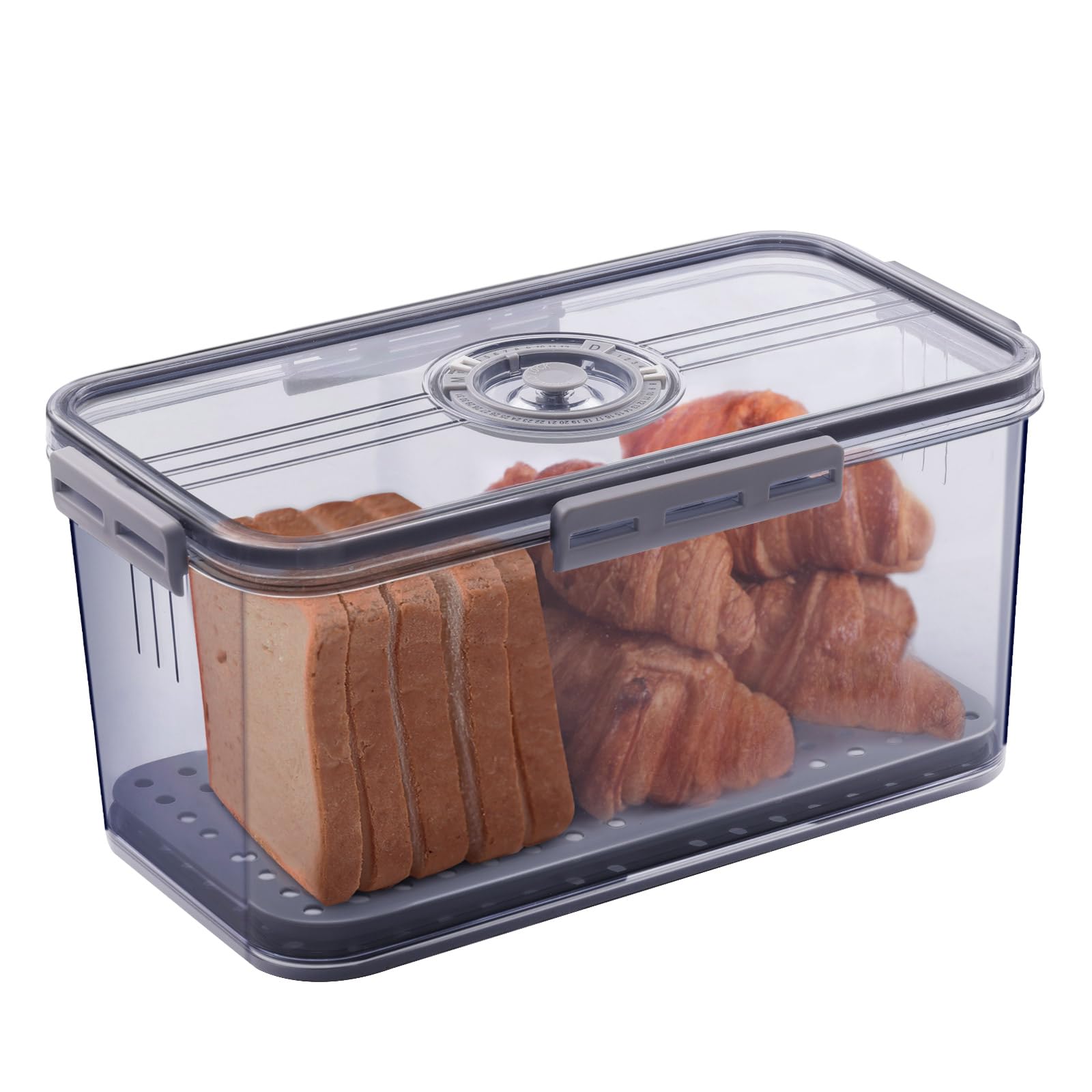 Gifhomfix Bread Box Bread Boxes For Kitchen Counter Airtight, Time Recording Bread Storage Container With Lid, Bread Keeper For