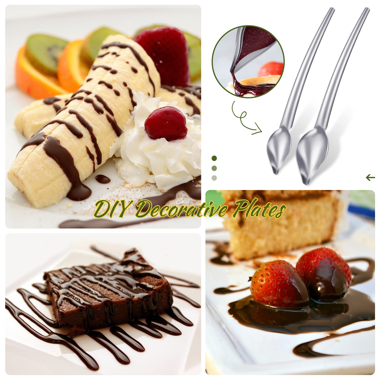 Patelai 12 Pcs Candy Dipping Tools Set - 10 Chocolate Forks & 2 Stainless Steel Spoons, Black/Silver, Model Patelai-3425