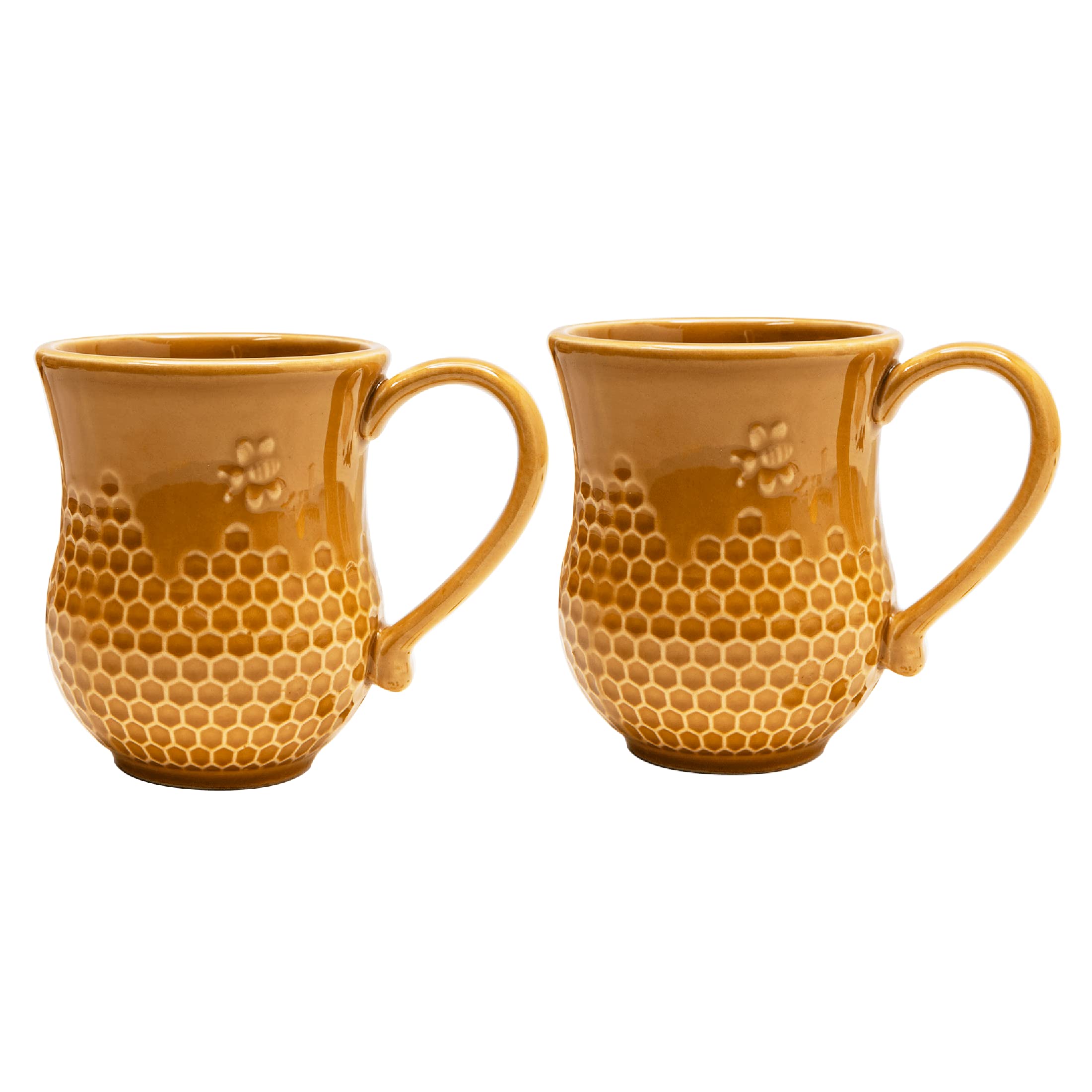 Bicuzat Vintage Embossed Bee&Honeycomb Design Ceramic Coffee Mug Tea Cup Water Cup Milk Cup, 12 OZ