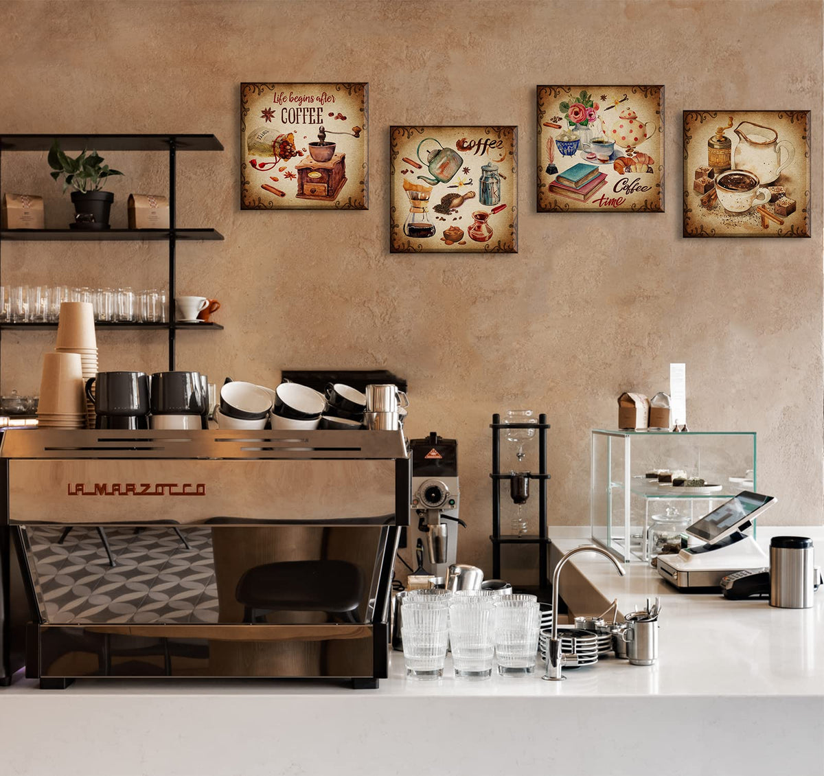Kitchen Decor Coffee Wall Art Vintage Coffee Poster Canvas Print Retro ...
