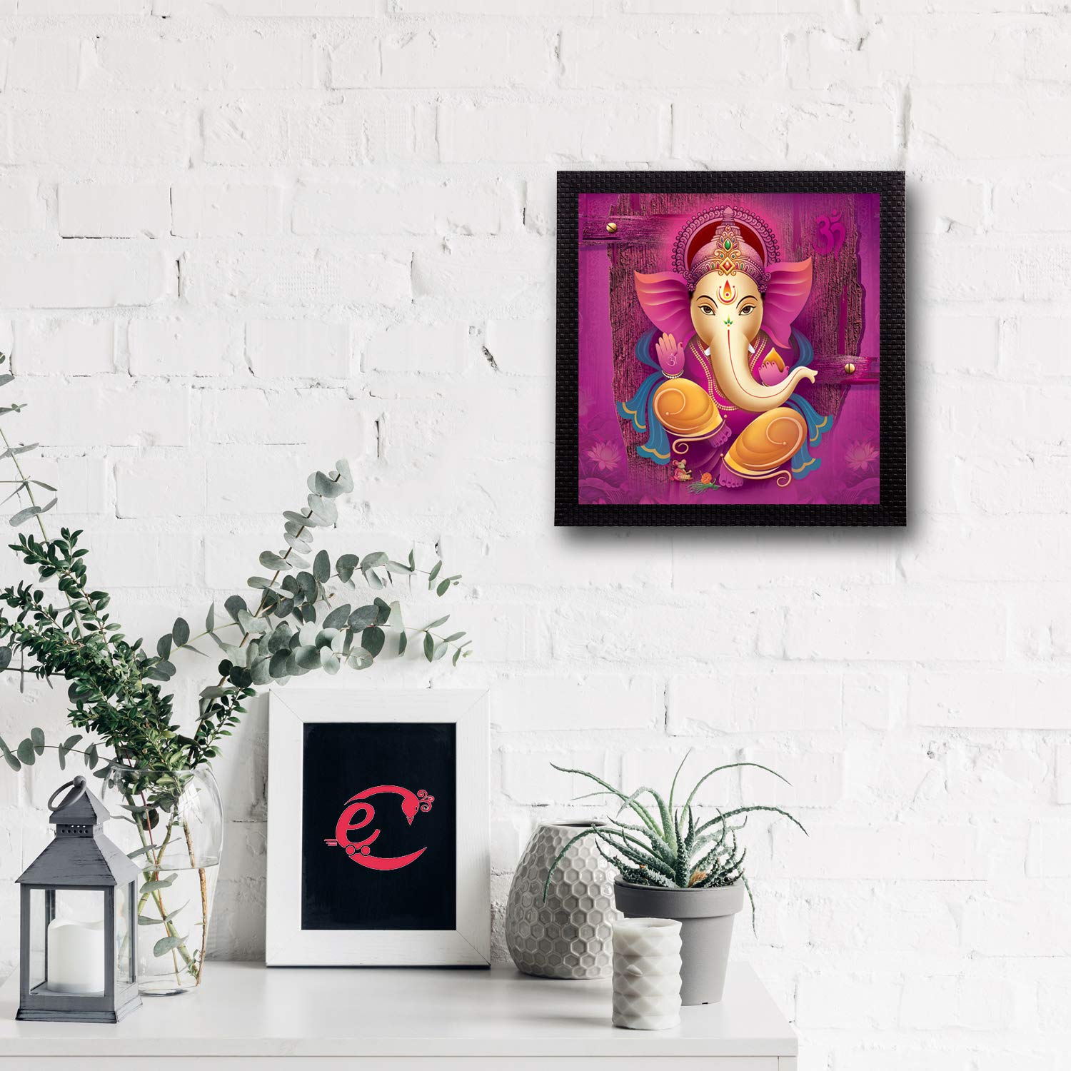 eCraftIndia Lord Ganesha Satin Matt Texture UV Art Painting (Synthetic Wood, 30.48 cm x 30.48 cm)