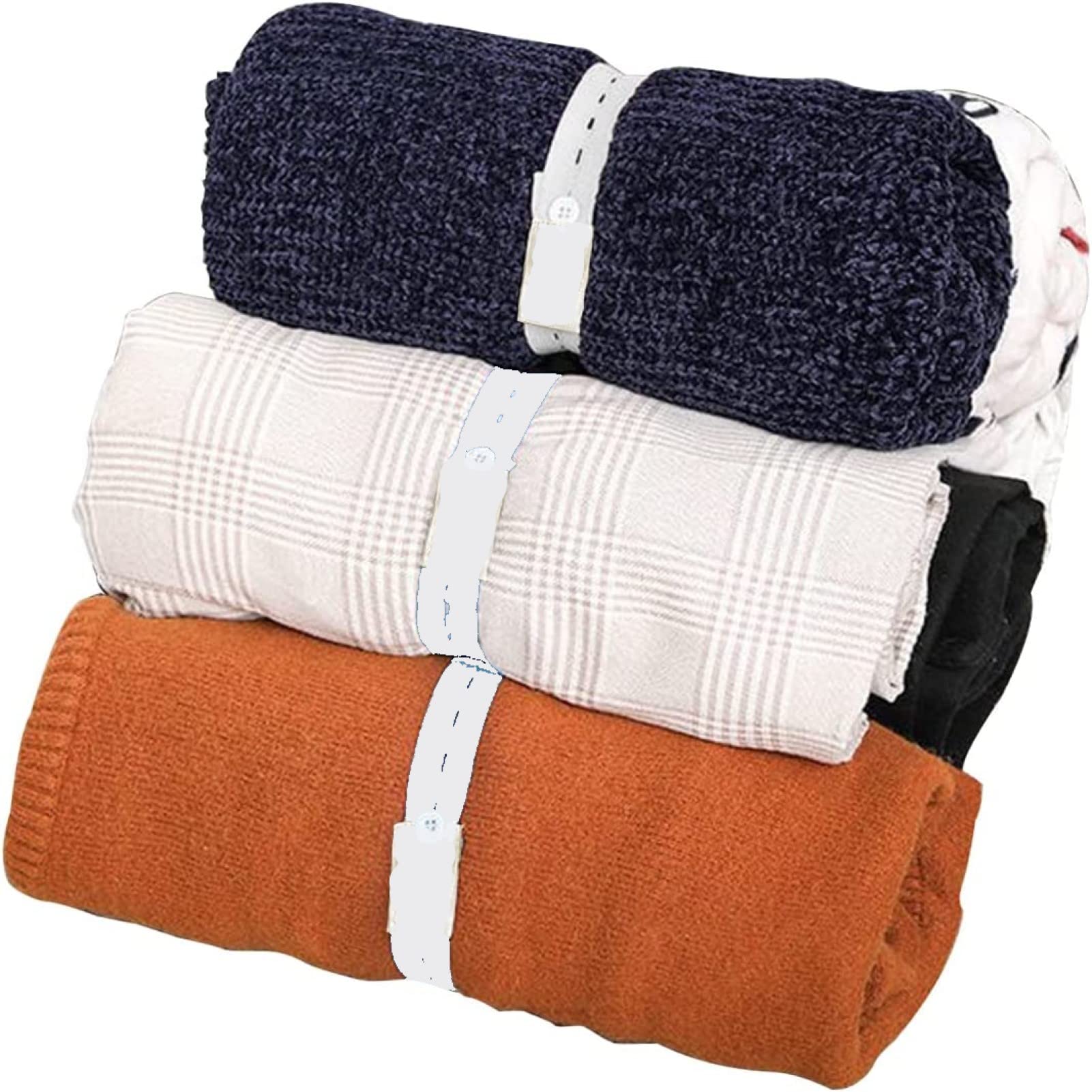 Elastic Band with Buttonholes, 20Pcs Closet Organizer for Bed Sheet, Clothes Organization System for Drawer, Blanket Storage Ban