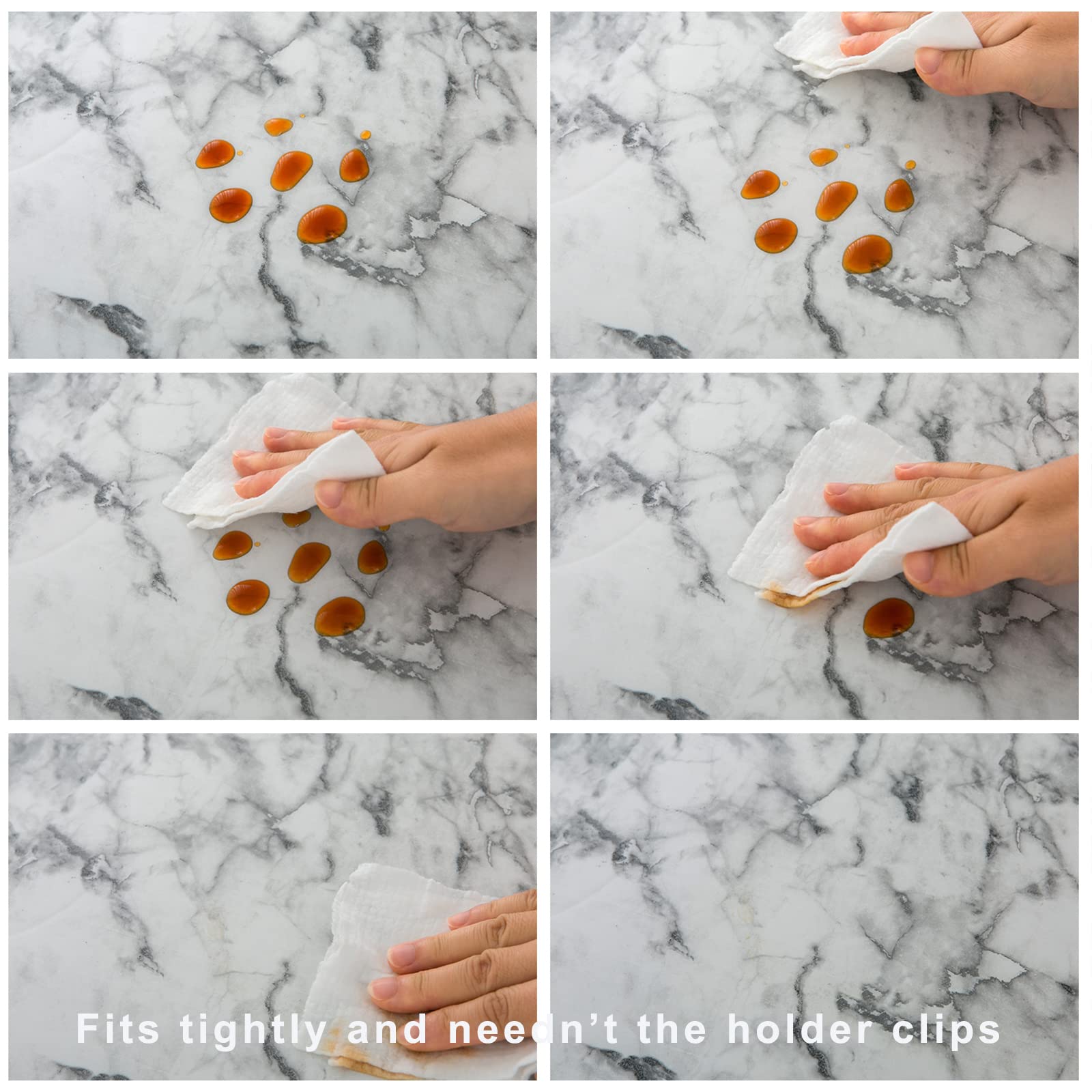 Liberecoo Round Vinyl Fitted Tablecloth With Flannel Backing Elastic Edge Plastic Table Cover Waterproof Table Cloth Stain-Resis
