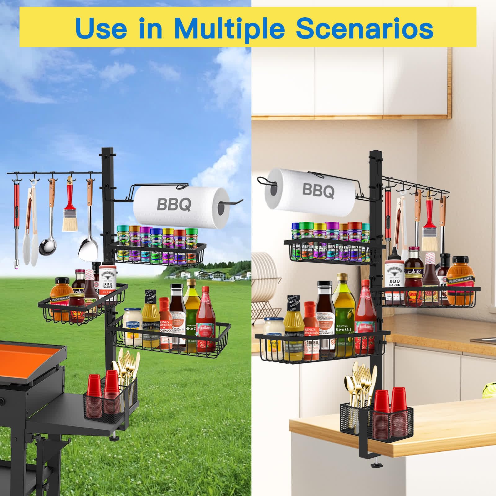 Concons Griddle Caddy For Blackstone Griddle Accessories, Bbq Grill Caddy With Paper Towel Holder, Outdoor Kitchen Accessories F