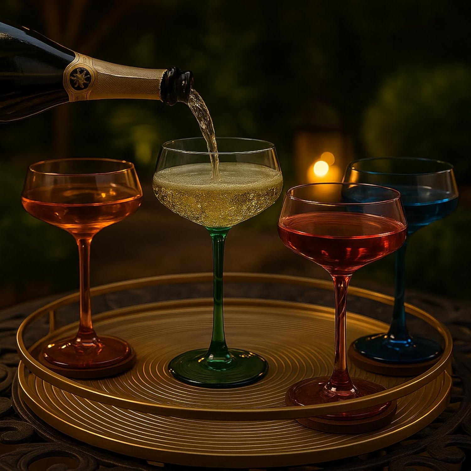 Colored Acrylic Coupe Glasses – Set of 4 Stemmed 8 oz