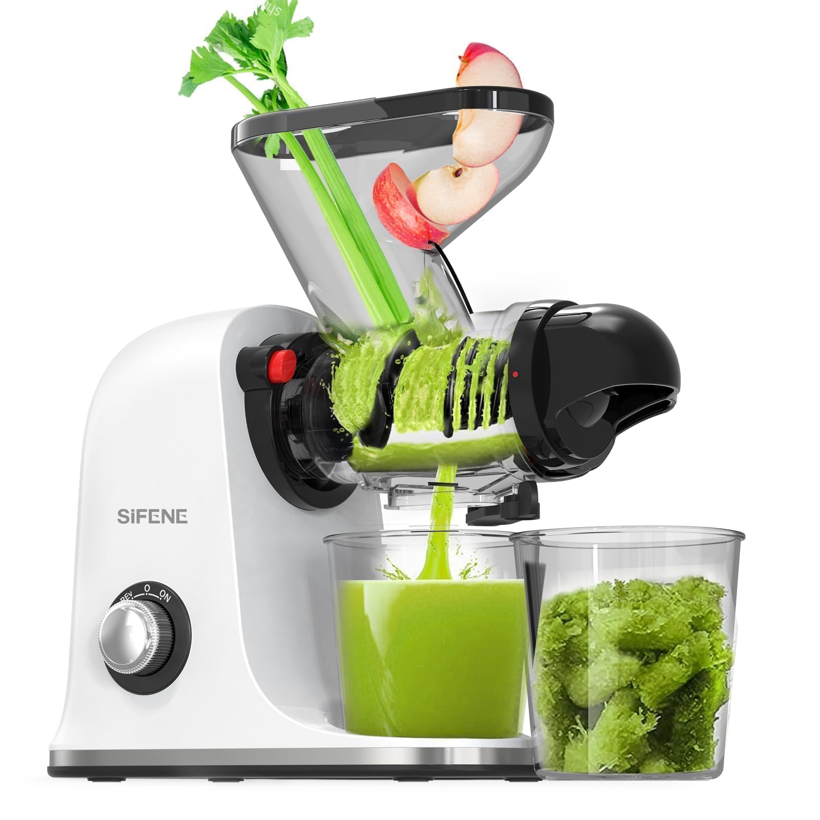 Cold Press Juicer Machine - Slow Masticating Juicer, Easy to Clean, White