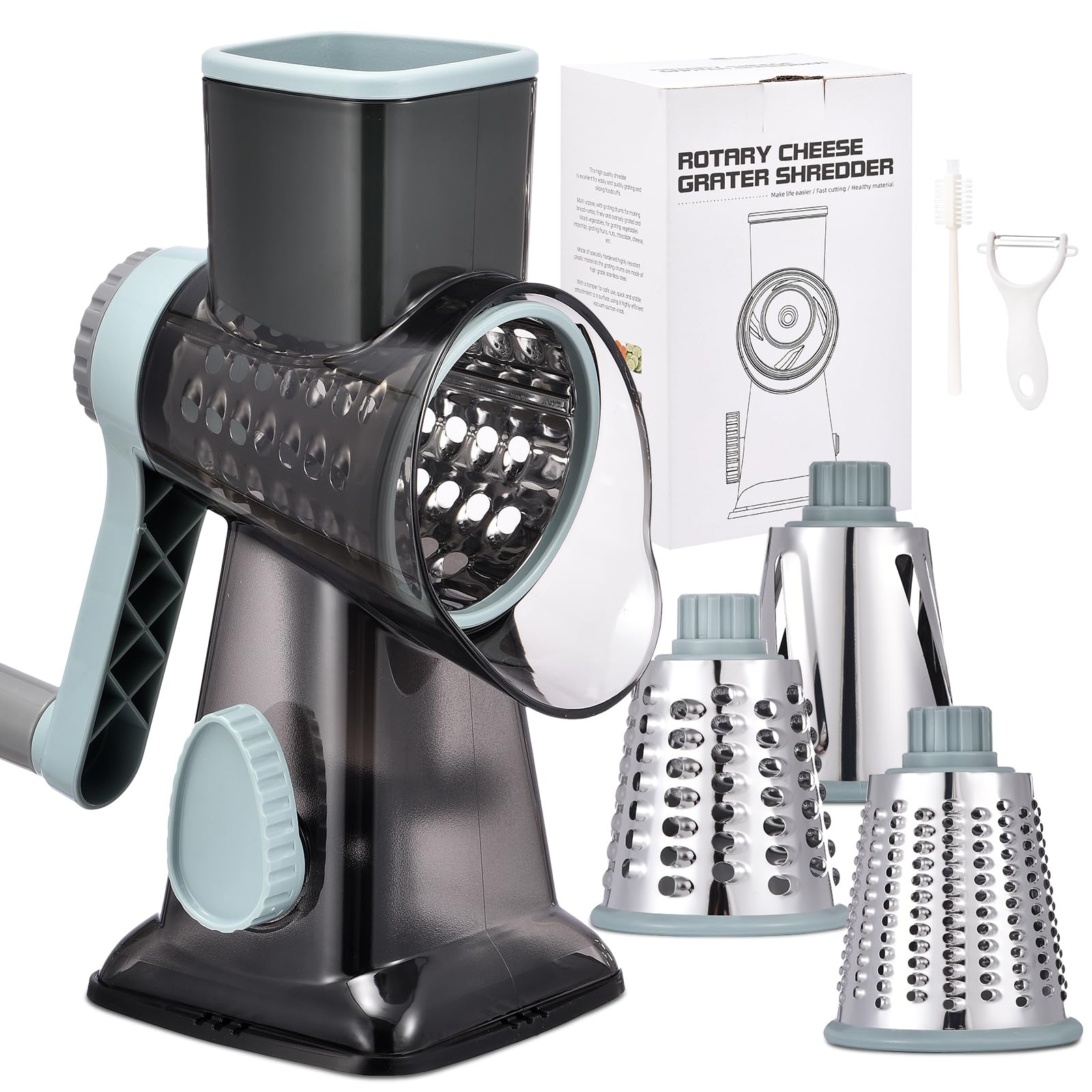 Rotary Cheese Grater with Handle Kitchen Shredder Slicer Grater Slicer Ice Shaver Cheese Vegetable Nuts Potato Zucchini Chocolat