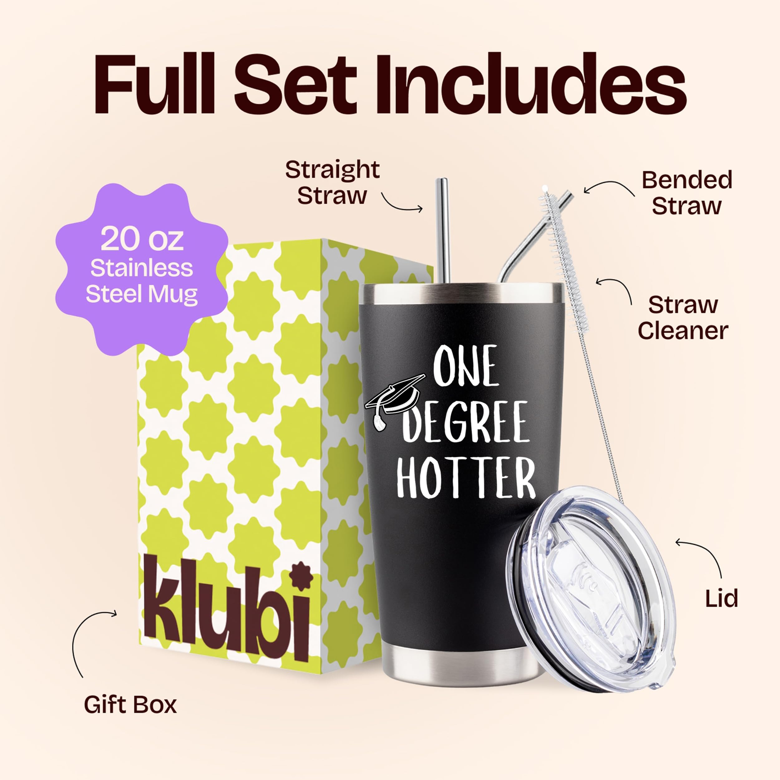 Graduation Gifts for Her - One Degree Hotter Tumbler Black 20oz Hotter By One Degree PhD Graduation Gift College Graduations Gif