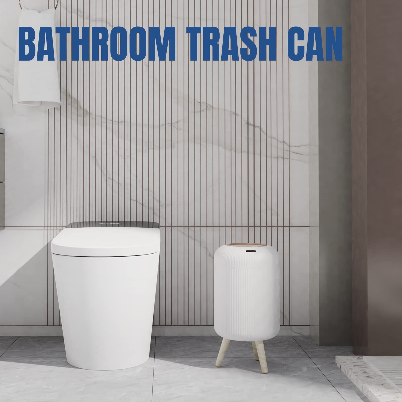 Hitispace Motion Sensor Modern Office Trash Can, Touchless Round Nordic Trash Can, Motion Sensor Waterproof Garbage Can For Bath