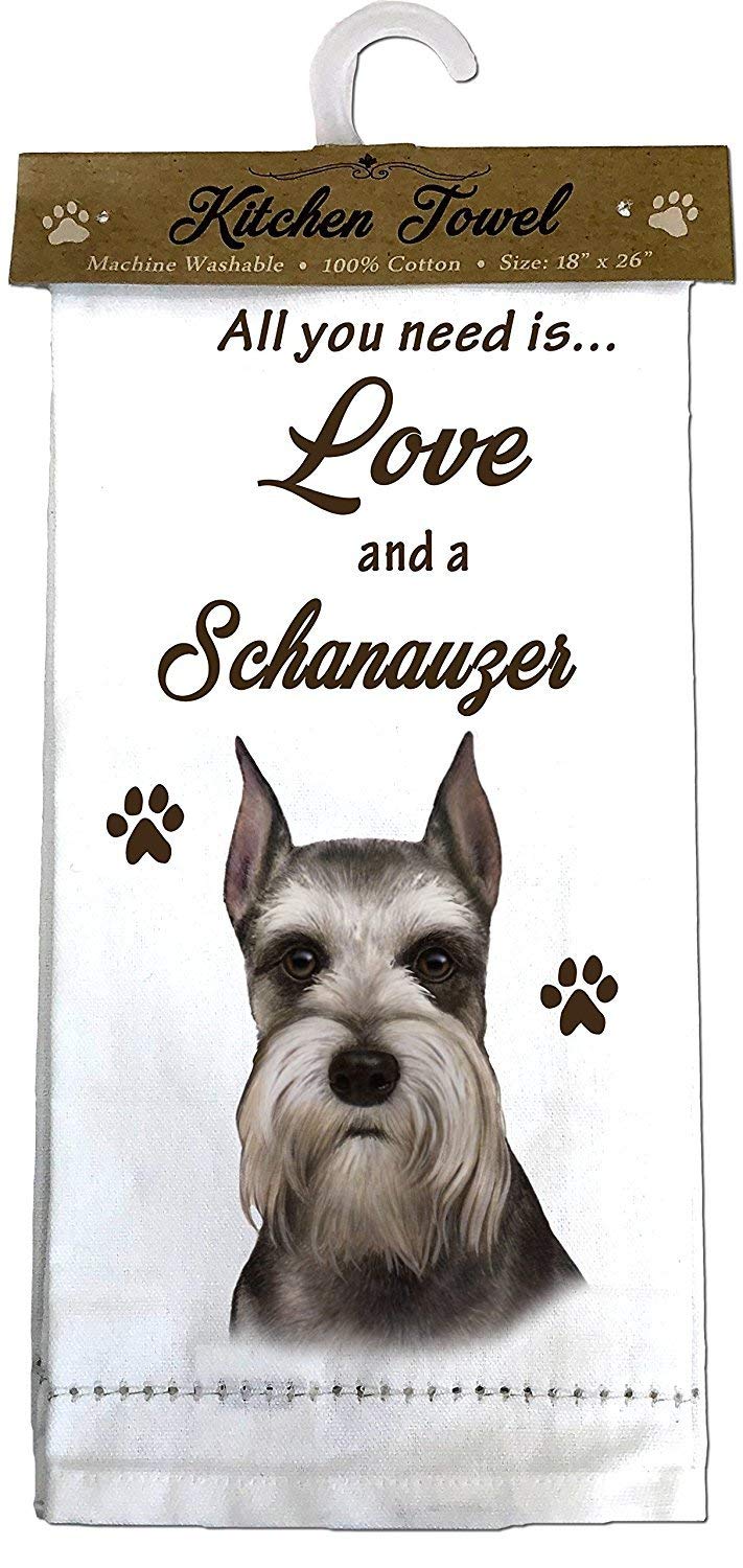 E&S Pets Schnauzer, Cropped Kitchen Towels, Off-White Small