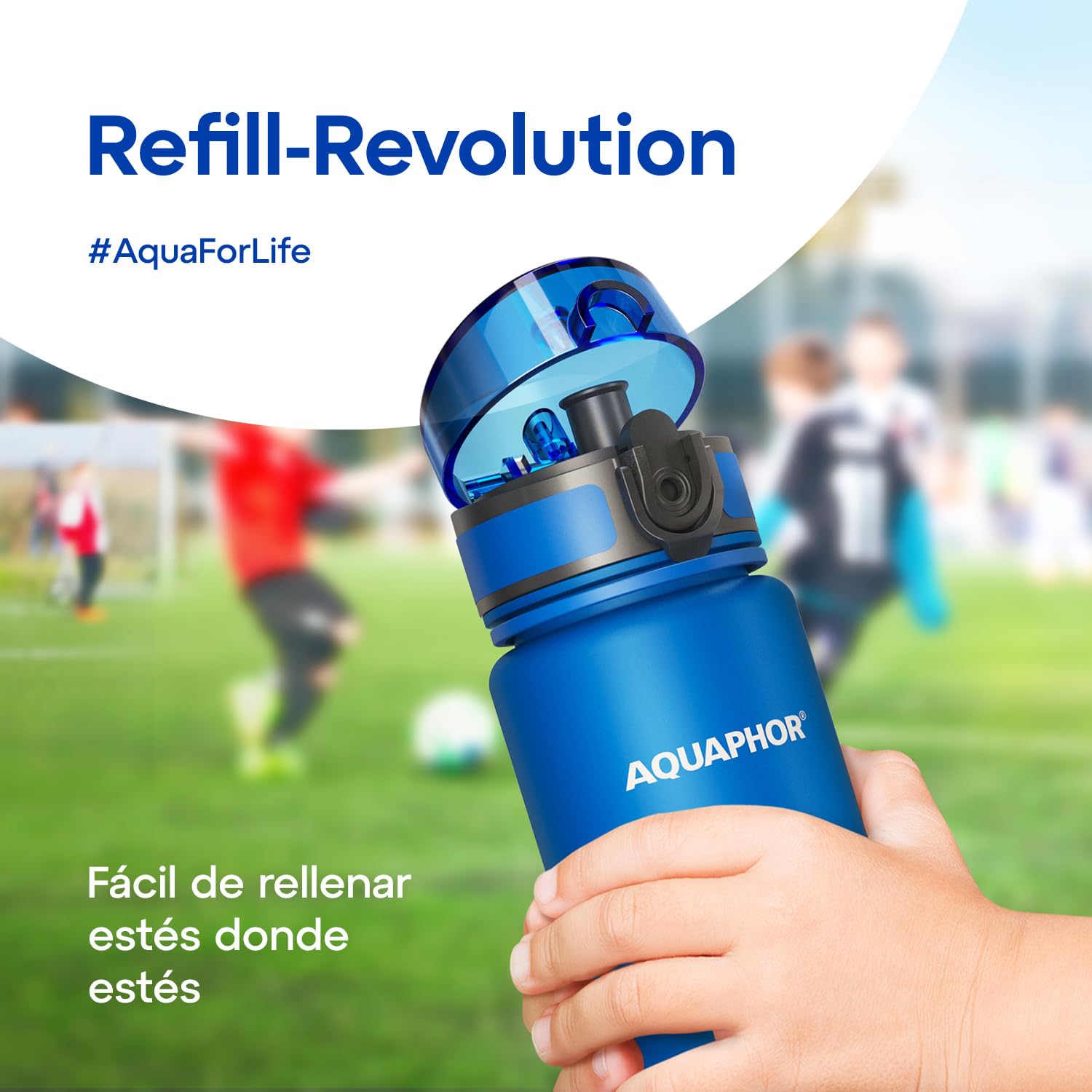 AQUAPHOR City Bottle 500ml Blue  Travel Water Bottle with Activated Carbon Filter  Filters Chlorine & Impurities  Made of Tritan & BPA-Free  Stay Hydrated On The Go!