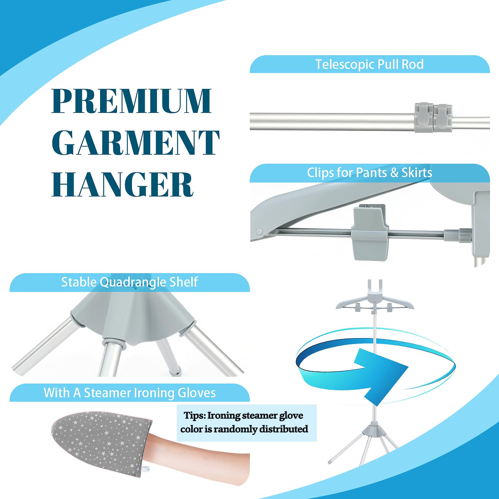 Cinpiuk Garment Steamer Rack & Garment Ironing Glove For Steaming Clothes, Adjustable Standinggarment Hanger Handled Mini Ironin