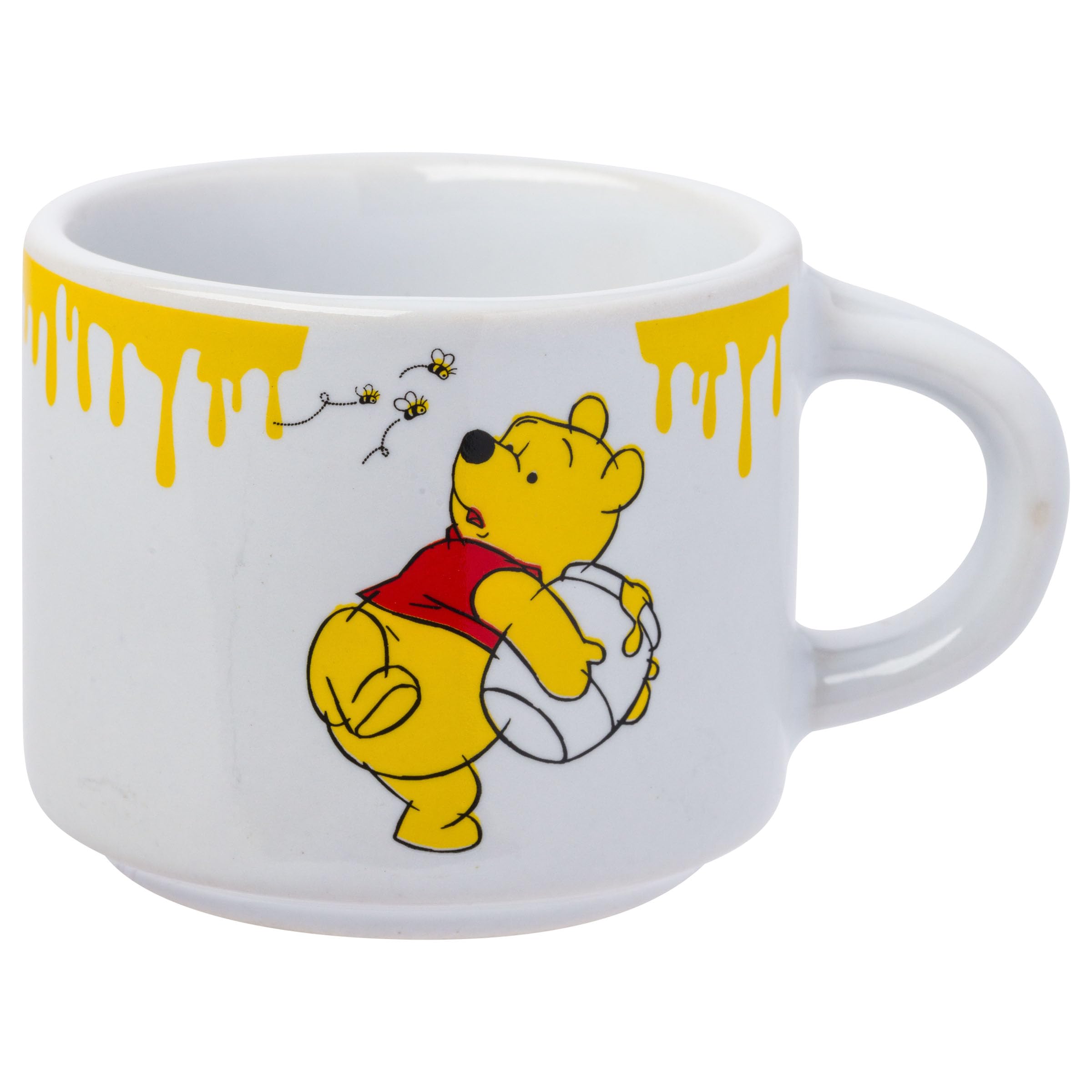 Silver Buffalo Disney Winnie The Pooh Honey Hunny Drips 4Pc Stackable Ceramic Espresso Small Cup Set, 3 Ounces