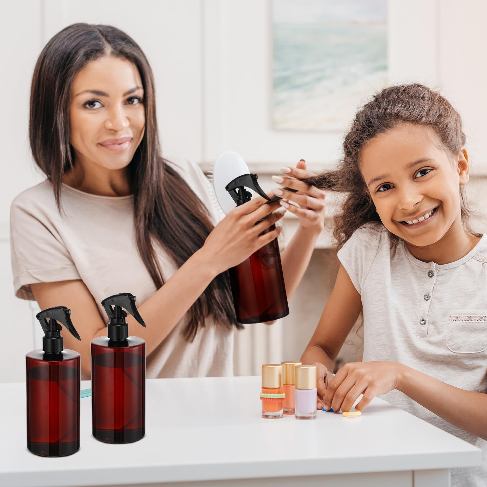 Hsei 20 Pcs 16 Oz Amber Spray Bottles Empty Refillable Plastic Bottles With Trigger Sprayers Spray Water Container For Water Ess