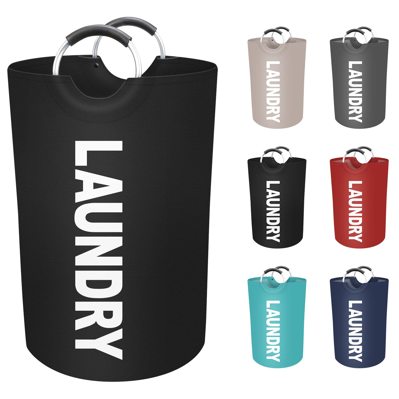 Epictotes 75L Large Laundry Basket, Freestanding Waterproof Laundry Hamper, Collapsible Folding Tall Clothes Hamper, Easy Carry