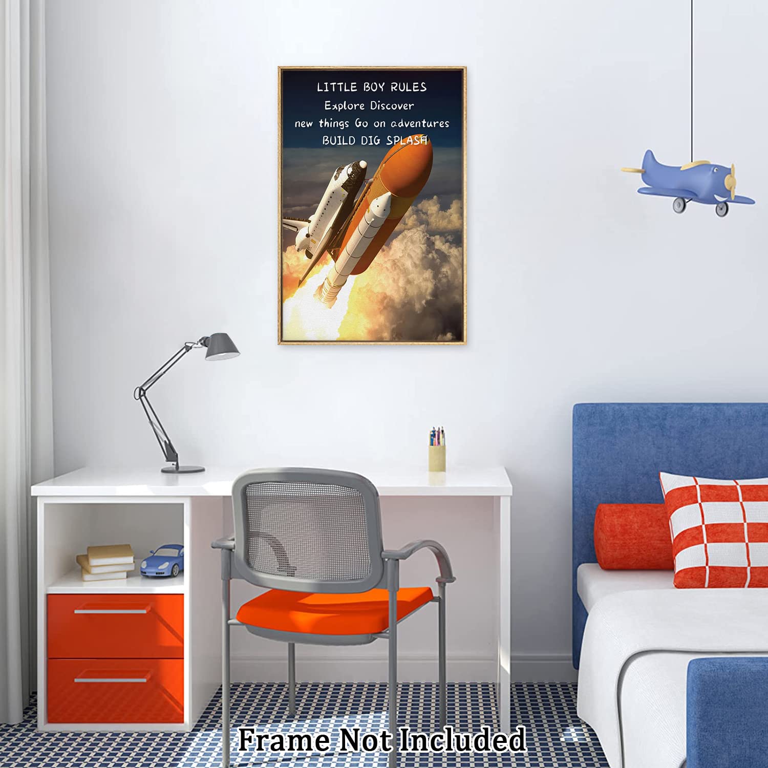 Little Boy Rules Canvas Painting Modern Abstract Wall Art Rocket Inspirational Quote Posters And Prints Wall Decor Unframe Wall