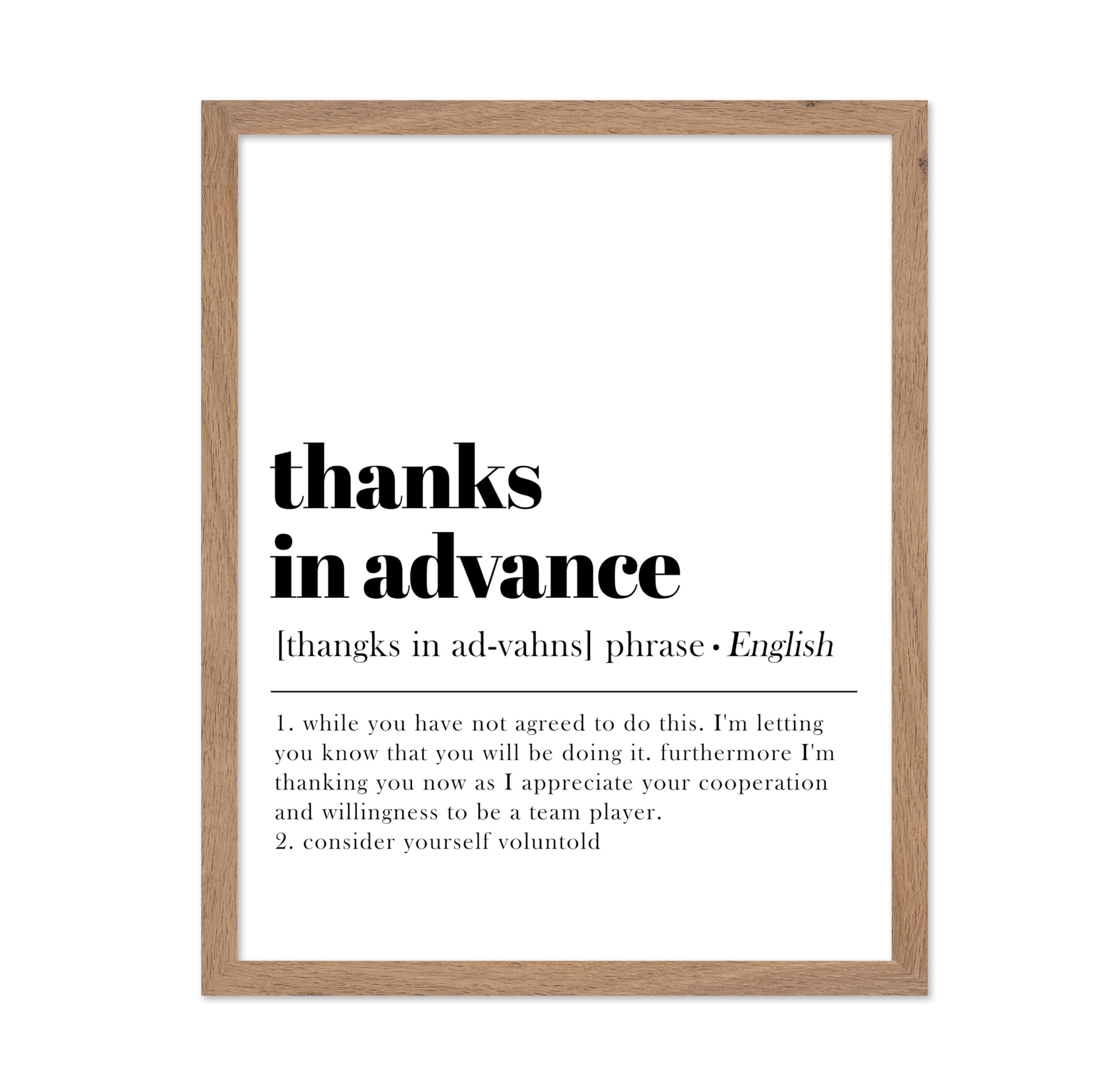 Poster Master Typography Poster - Retro Dictionary Print - Thanks in Advance Definition, Book Page, Funny - Gift for Colleague, 