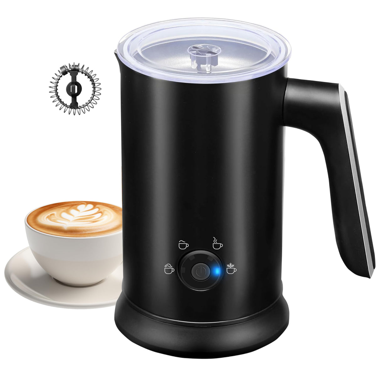 Yssoa Electric Milk Frother, 4-In-1 Automatic Milk Steamer Whisk Drink Mixer For Coffee, Frappe, Latte, Matcha, Hot Chocolate, B