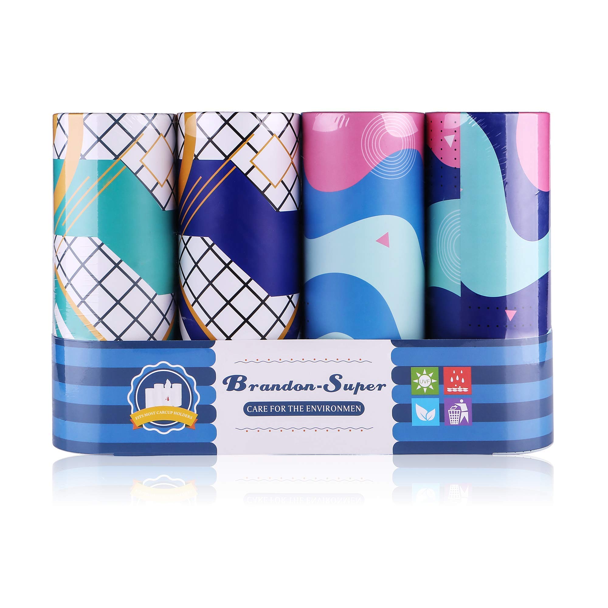 Car Tissue Holder with Facial Tissue Bulk  Car Tissues Box Round Container - Tissue Tubes for Car  Travel Tissues Perfect for Car Cup Holder - 4PK (Blue)