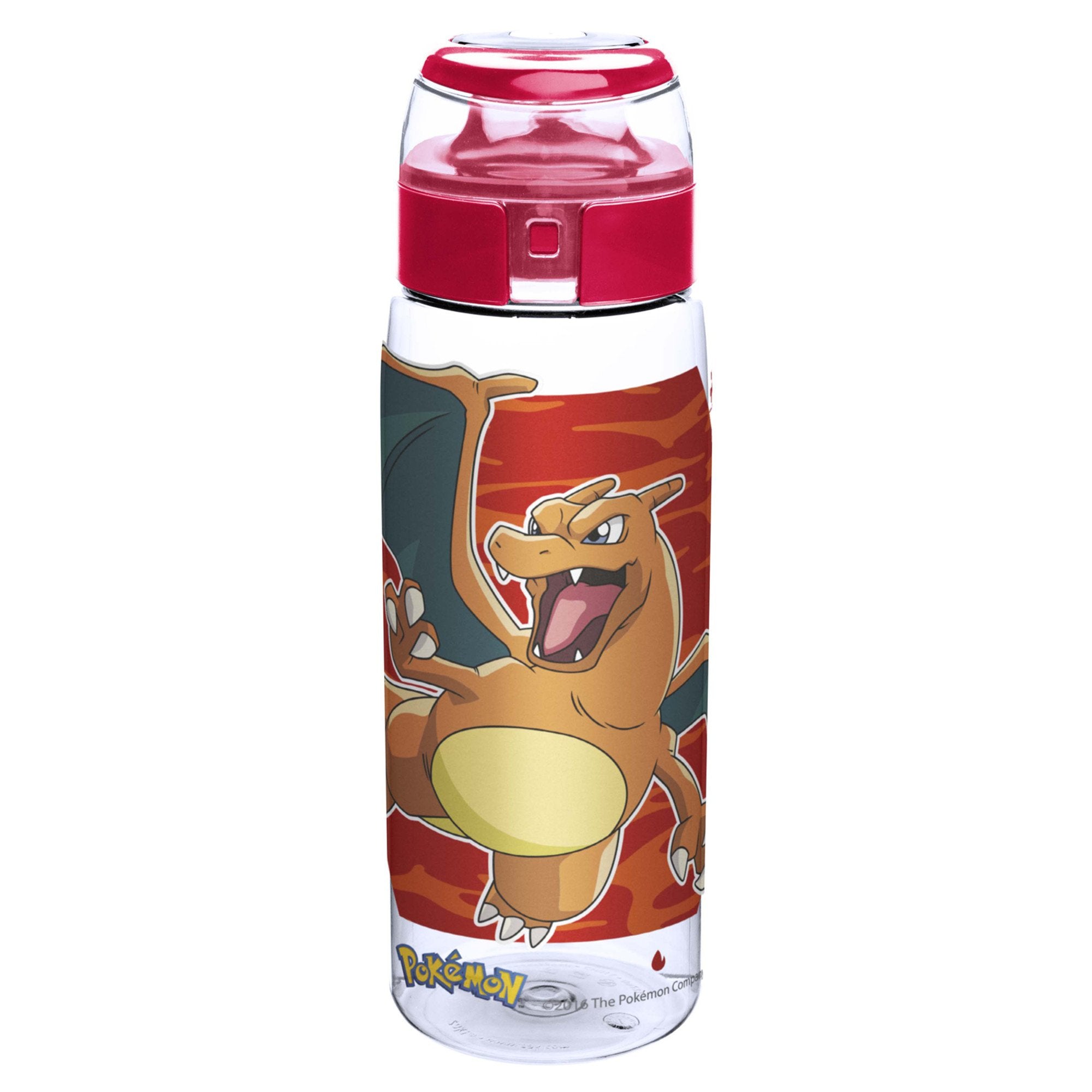 Zak! Designs Pokemon Reusable Tritan Plastic Water Bottle with Flip Top Cap, Featuring Charmander, Charmeleon, and Charizard BPA