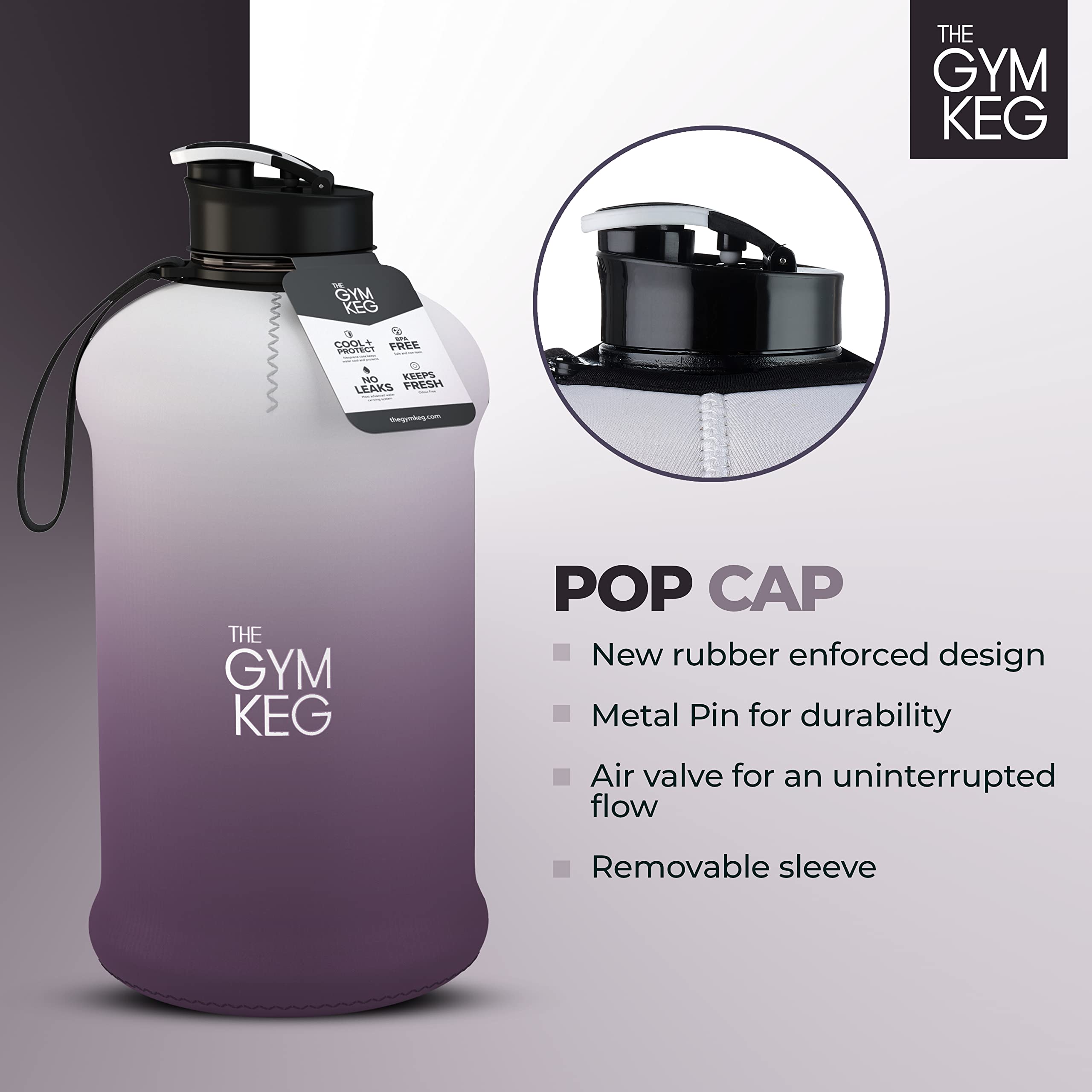 The Gym Keg Sports Water Bottle Half Gallon Carry Handle Big Water Jug For Sport Large Reusable Water Bottles Eco-Friendly, Trit