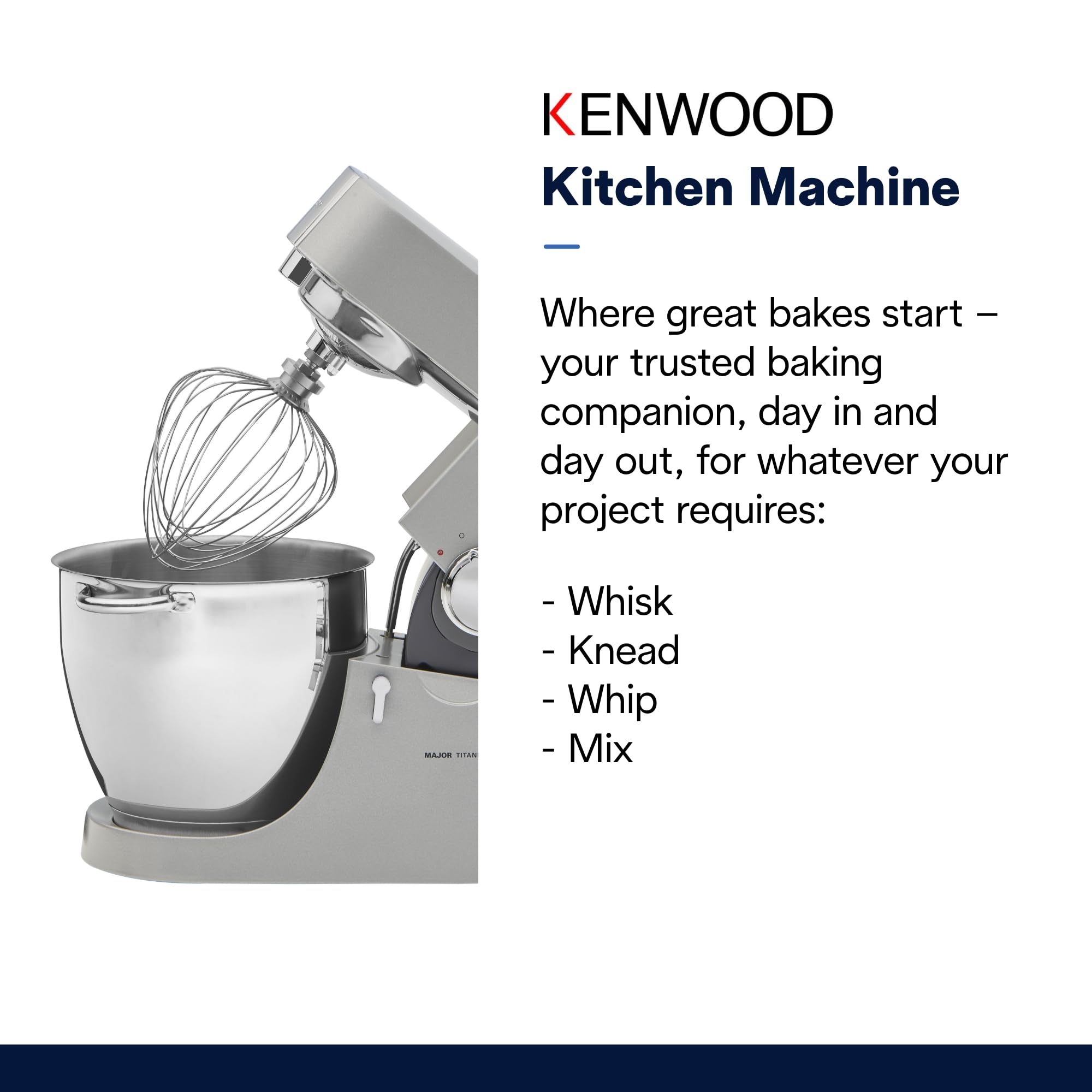 Kenwood Chef Titanium Kitchen Machine, Stainless Steel - 7 Qt - Kitchen Mixer - 800W Motor & Electronic Variable Speed Control -