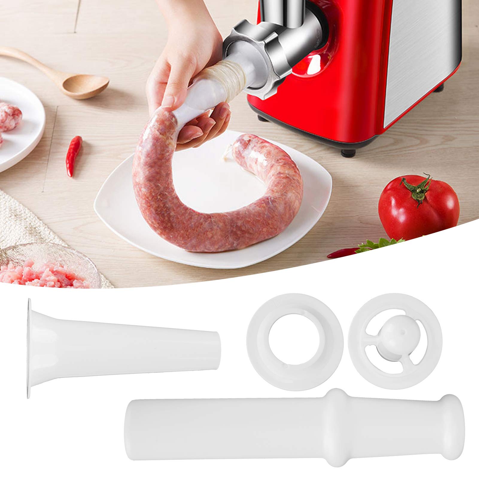 Universal Food Pusher Sausage Filler Nozzle Kubbe Attachment Kit, 3Pcs Meat Grinder Set For Meat Grinder Kids Flatware