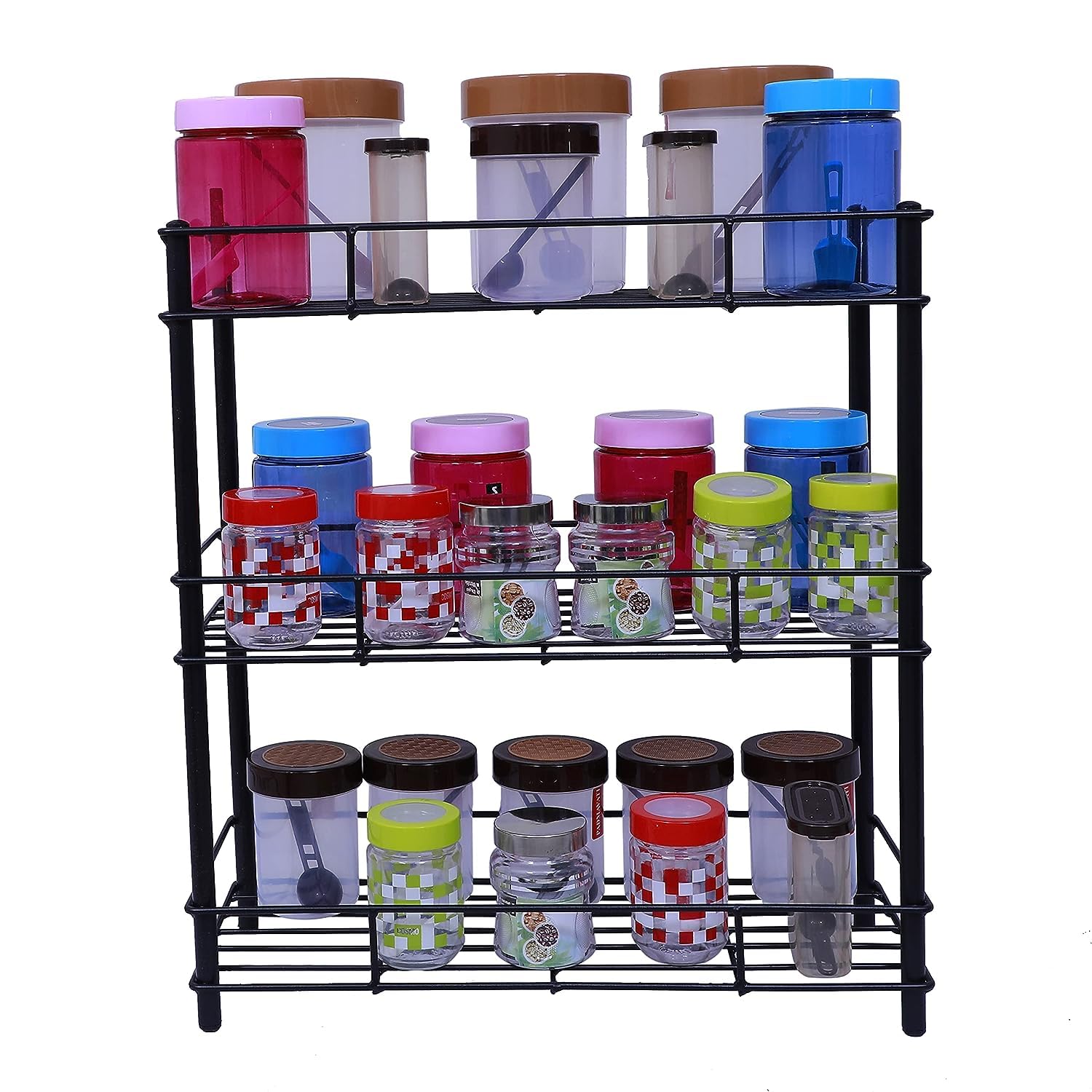 Navrang Spice Rack Organizer For Counter Top Metal Spice Organizer Standing Rack Shelf Storage Holder With Shelf Liner For Kitch
